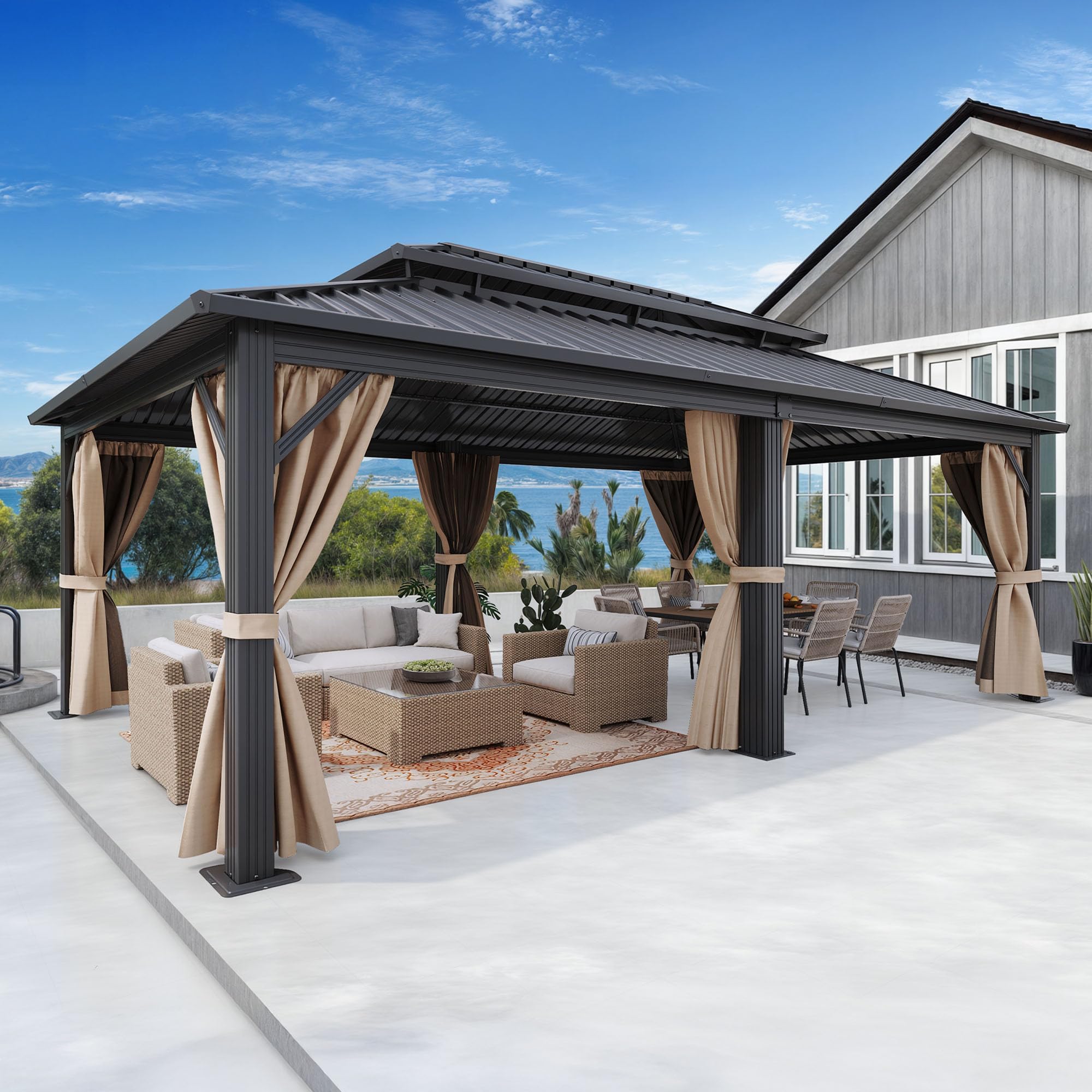Amazon.com : DWVO 20x12ft Aluminum Gazebo Hardtop Double Roof