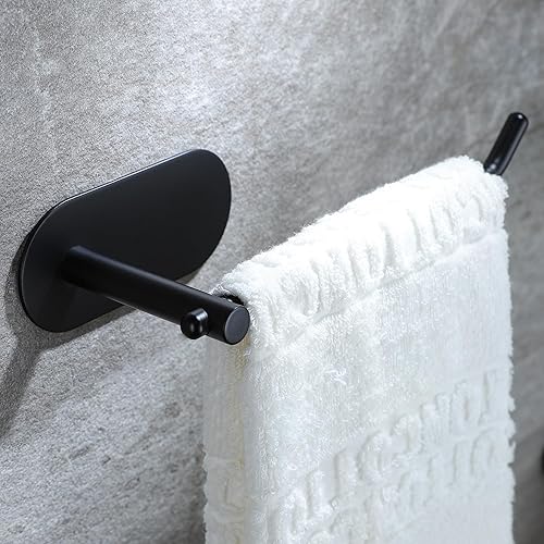 SUNTECH Toallero de mano Anillo de toalla negro para baño, toallero adhesivo para organizar toallas, toallero de mano de 6 310 pulgadas, acero