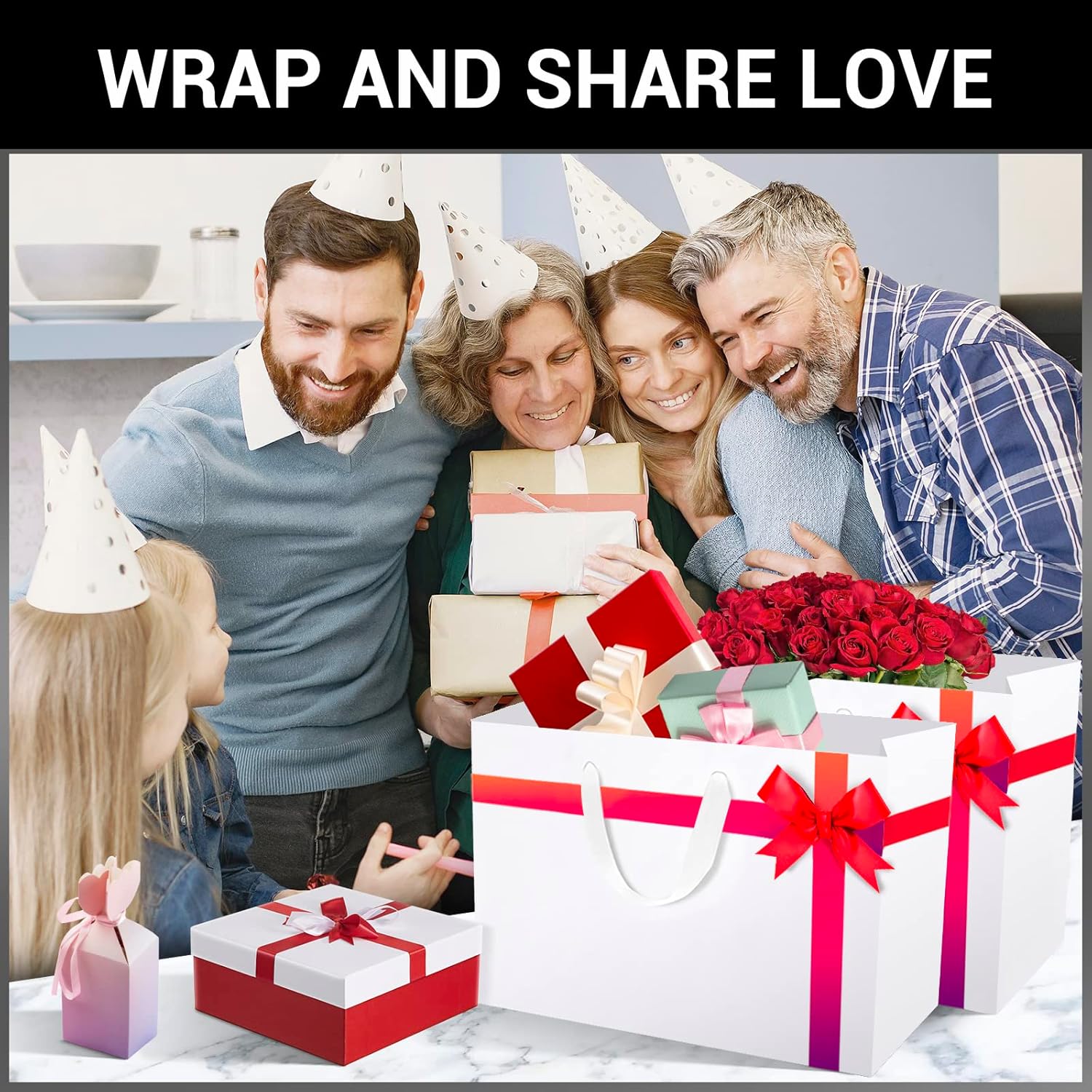 EUSOAR Exra Large Size Gift Wrap Bags, 25 Pack 16x6x12 inches White Paper Heavy Duty Bags with Handles, for Wedding, Grocery, Boutique, Retail, Business, Party Favors, Birthdays - Image 6