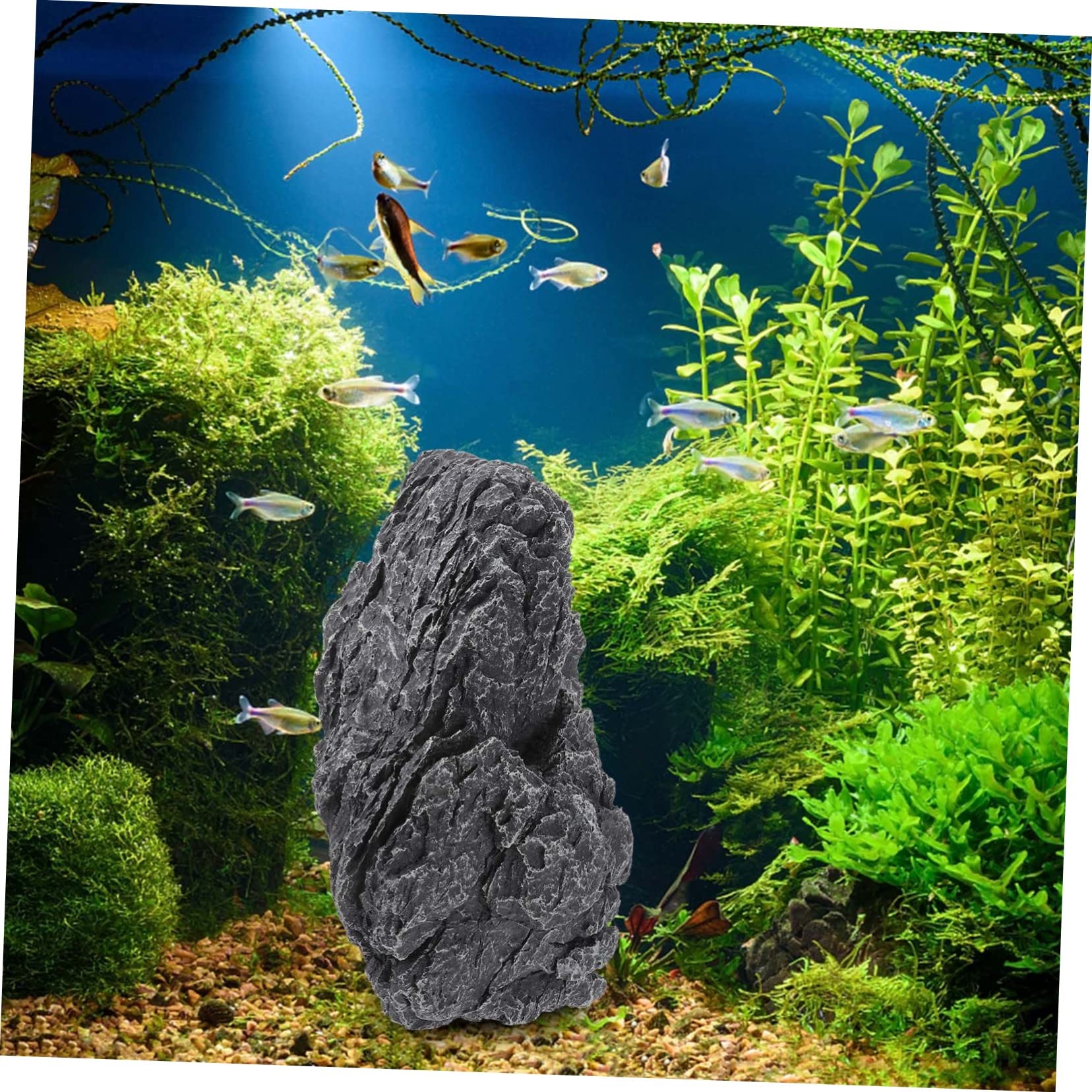 ERINGOGO Decorazioni per Acquario in Resina Nero Aspetto Naturale e Sensazione Realistica, Ornamenti per Terrari e Acquari, per Decorare Tuo Fish Tank Stile Casuale