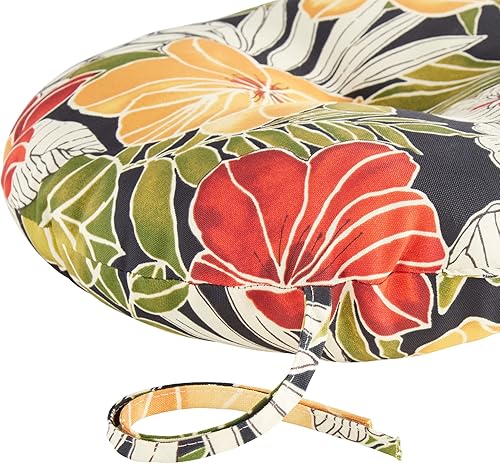 Miniatura 3 de South Pine Porch Cojín redondo para silla bistró de 15 pulgadas para exteriores (juego de 2), Aloha Black Floral