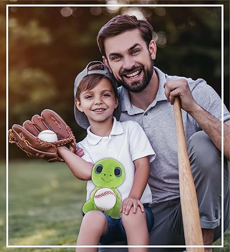 Miniatura 6 de DolliBu Sparkling Eyes - Animal de peluche grande de tortuga marina verde con felpa de béisbol, juguete de peluche suave de tortuga, juguete de