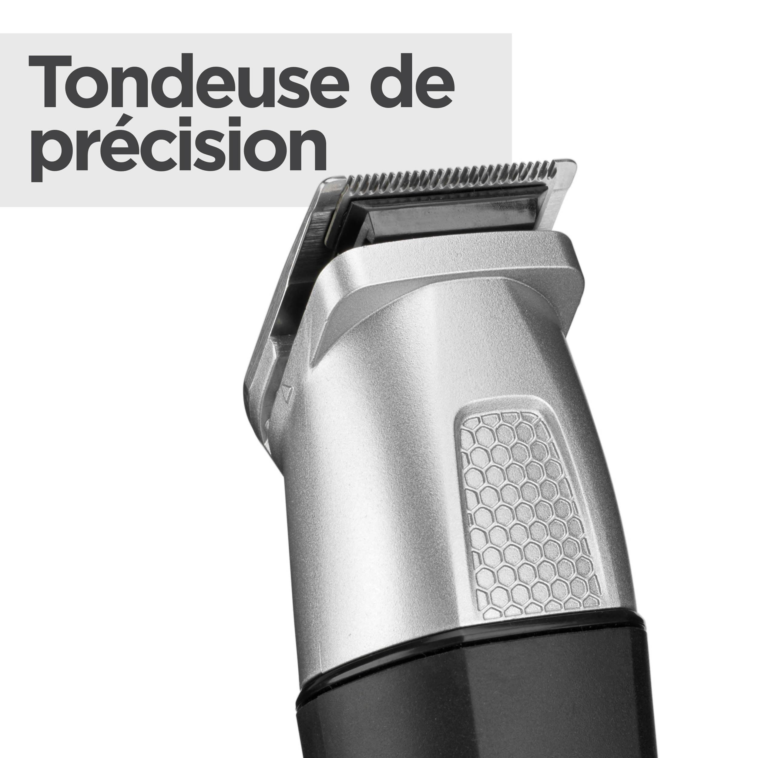 BaByliss Tondeuse Multi-usages Lithium Power 11-in-1 - Kit complet sans fil incluant une tondeuse barbe,cheveux et nez, oreilles et sourcils, Waterproof, Noir/Gris, MT812E