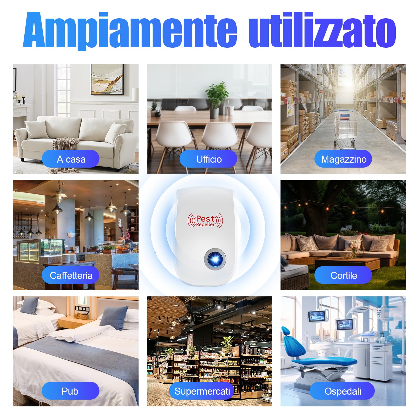 10 Pack Repellente ad Ultrasuoni per Topi,Antizanzare Repellente Ultrasuoni Professionale,Efficace Contro le Formiche/Mosche/Insetti/Scarafaggi/Topi/Zanzare/Ragni,Human & Pet Friendly