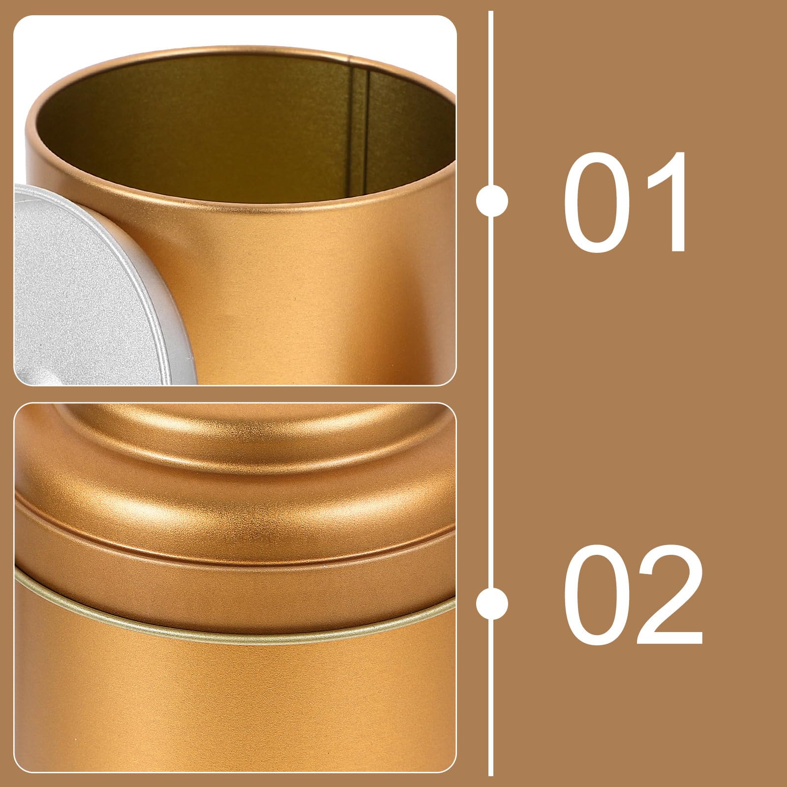 6 Piezas Bote de Té para Bolsitas y Sueltas Tapa Doble, Hojalata Resistente, Almacenamiento Hermético, Diseño Apilable, Adecuado para Cocina y Organización