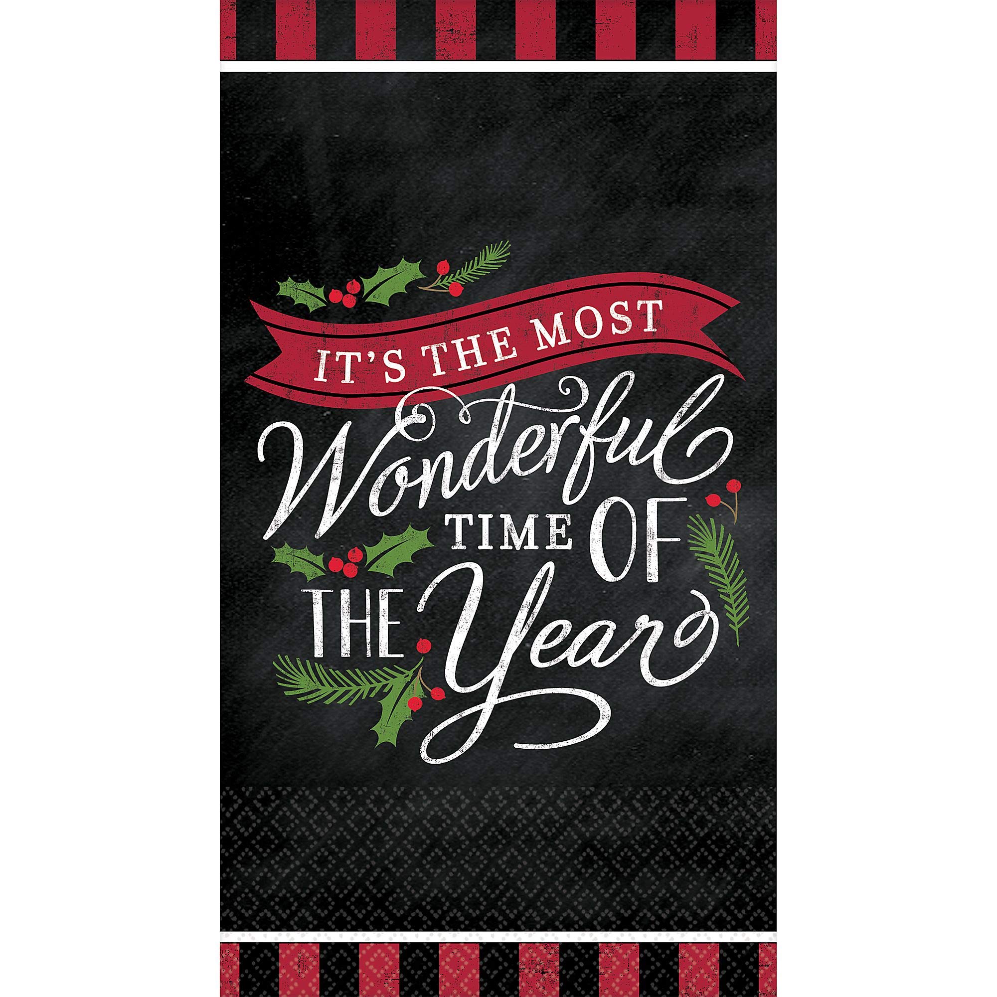 Multicolor "Most Wonderful Time" Guest Towels (8"x4") 36 Count - Premium Festive Tableware for Holidays & Parties