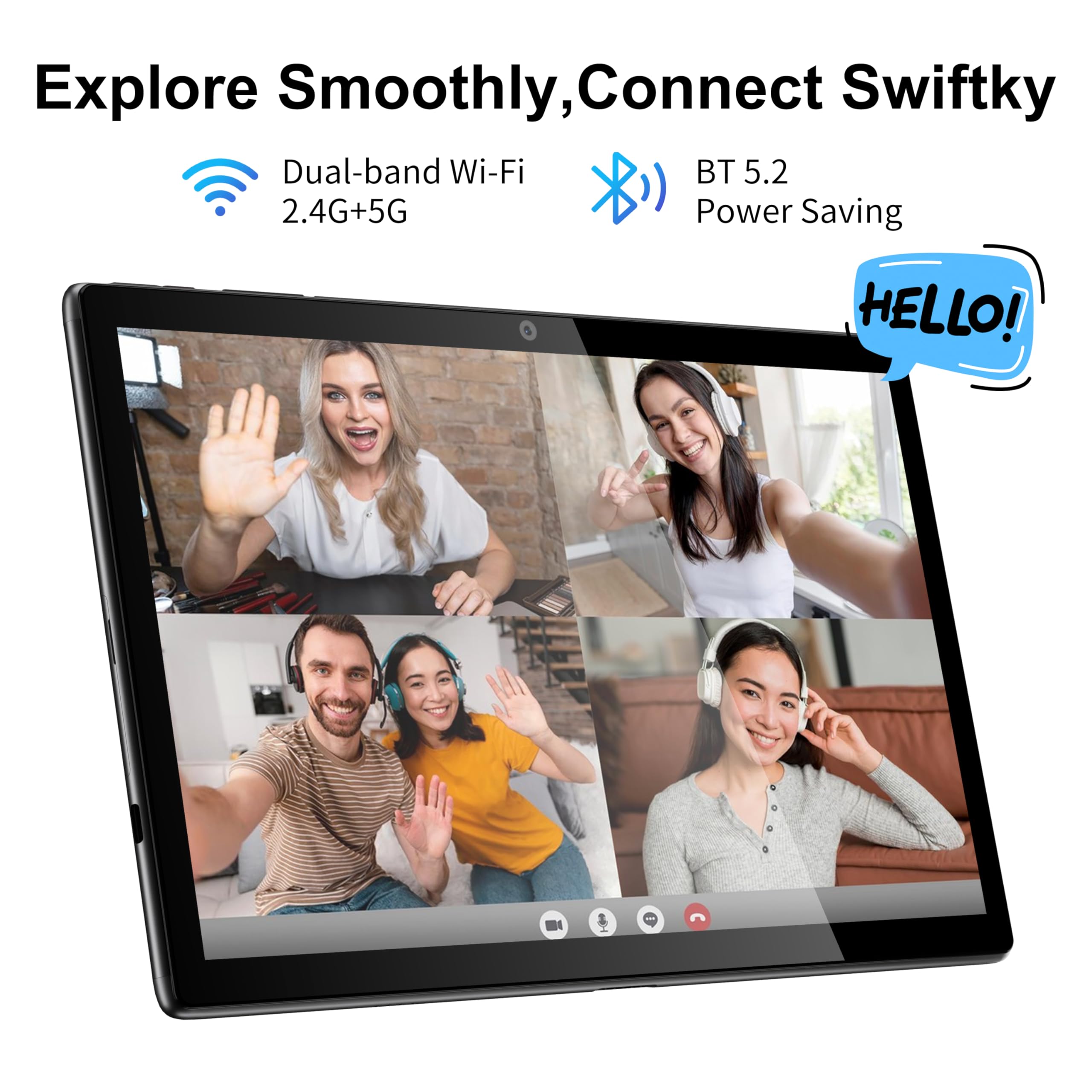 BYYBUO Tablet,10.1 inch Android 15 Tablets, 8GB RAM 64GB ROM 1TB Expand,1280x800 IPS HD Touchscreen,5000mAh Battery, Wi-Fi 6, Bluetooth 5.2, Dual Camera,Metal Body with Case