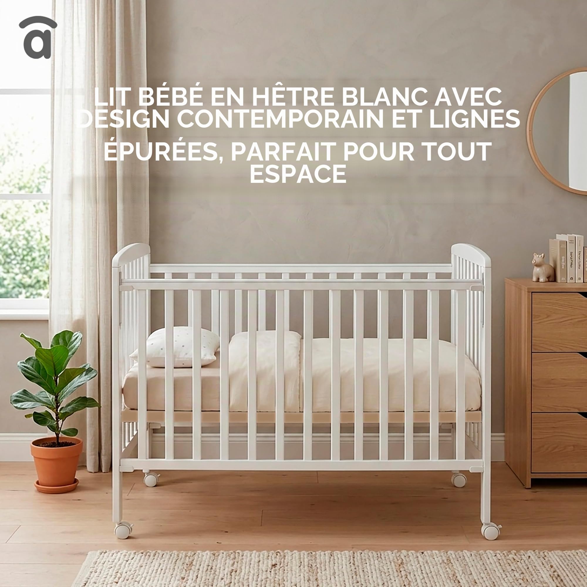 Asalvo 12371 Berceau en bois 120 x 60 cm Blanc