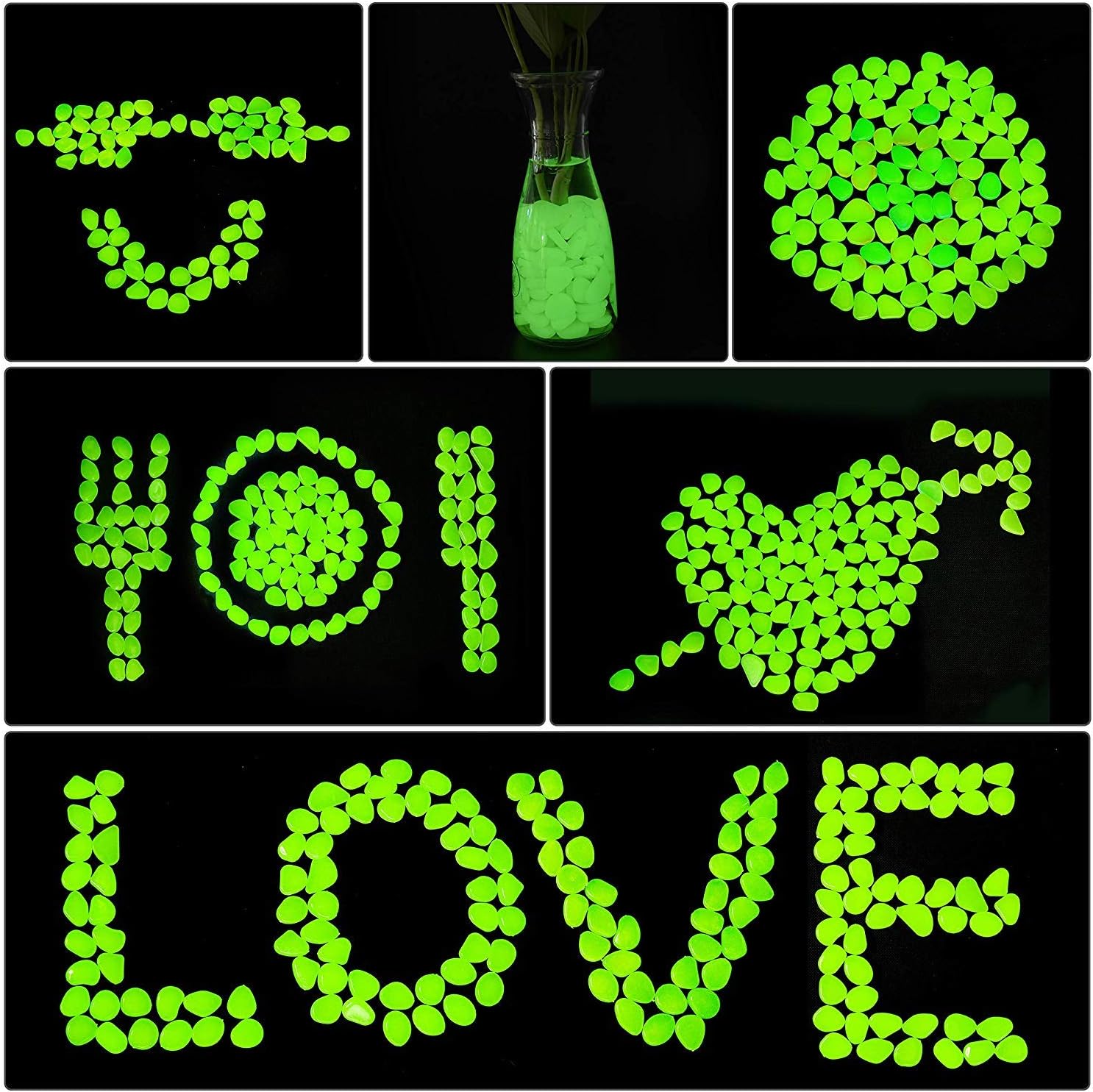 Besmon 110pcs Glowing Pebbles (Lighting Stones) in The Dark Garden, mainly Used for Garden Walkway, Courtyard Lawn, Garden Decoration, Aquarium Lighting Decoration and Fish Tank, etc.