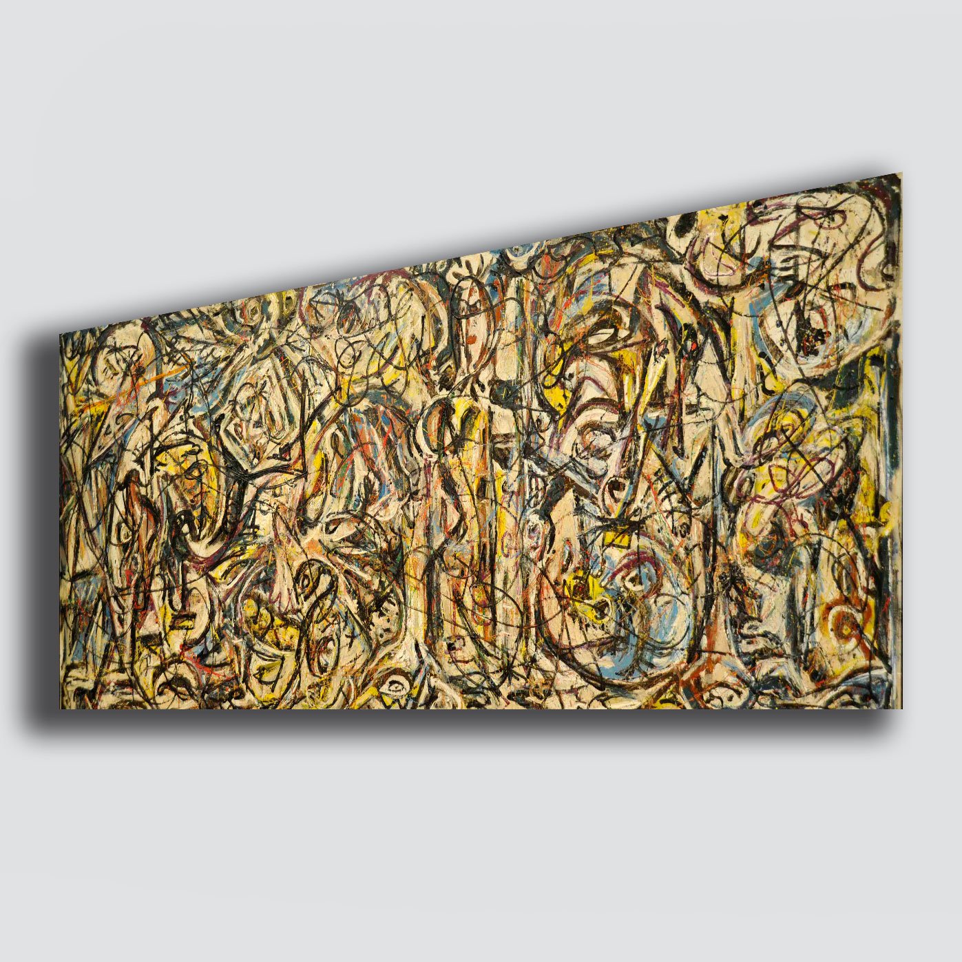Quadro Moderno Jackson Pollock 'Figura Della Furia', Stampa Su Tela 50x100 Cm, Per Soggiorno E Camera