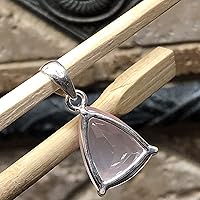 Vista 2 de Natural Pink Rose Quartz 925 Solid Sterling Silver Pendant 25mm