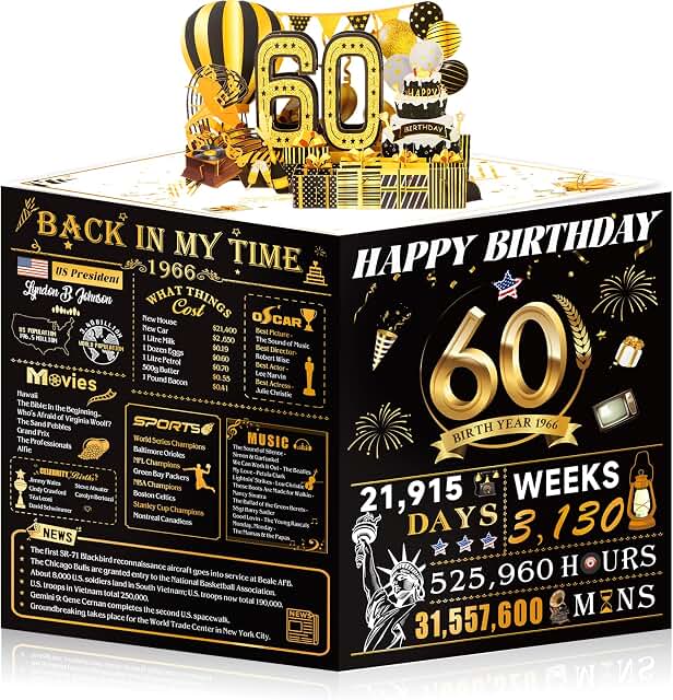 60th Birthday Cards 3D Pop Up
