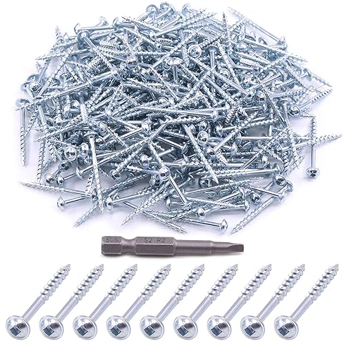 Miniatura 8 de Glarks 280 tornillos de bolsillo #8 x 1-12 pulgadas, con revestimiento de zinc, tornillos de madera de rosca gruesa autorroscantes para madera y