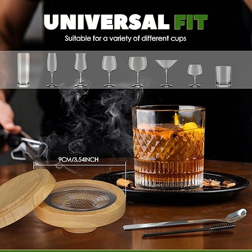 Miniatura 4 de Juego de ahumador de whisky - Chips de madera de 4 sabores, kit infusor de bebida de bourbon para cócteles, kit ahumado antiguo