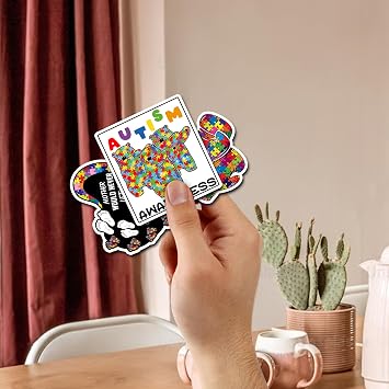 Pack 50 PCS Autism Awareness Stickers Waterproof Vinyl Decal Small Aesthetic Decor Laptop Water Bottles Phone Case Luggage Inspirational Sticker Set Bulk for Kids Teens Adults