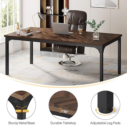 Miniatura 7 de Tribesigns Escritorio ejecutivo de 70.8 pulgadas, escritorio grande para computadora de oficina, mesa de trabajo simple y moderna, mesa de