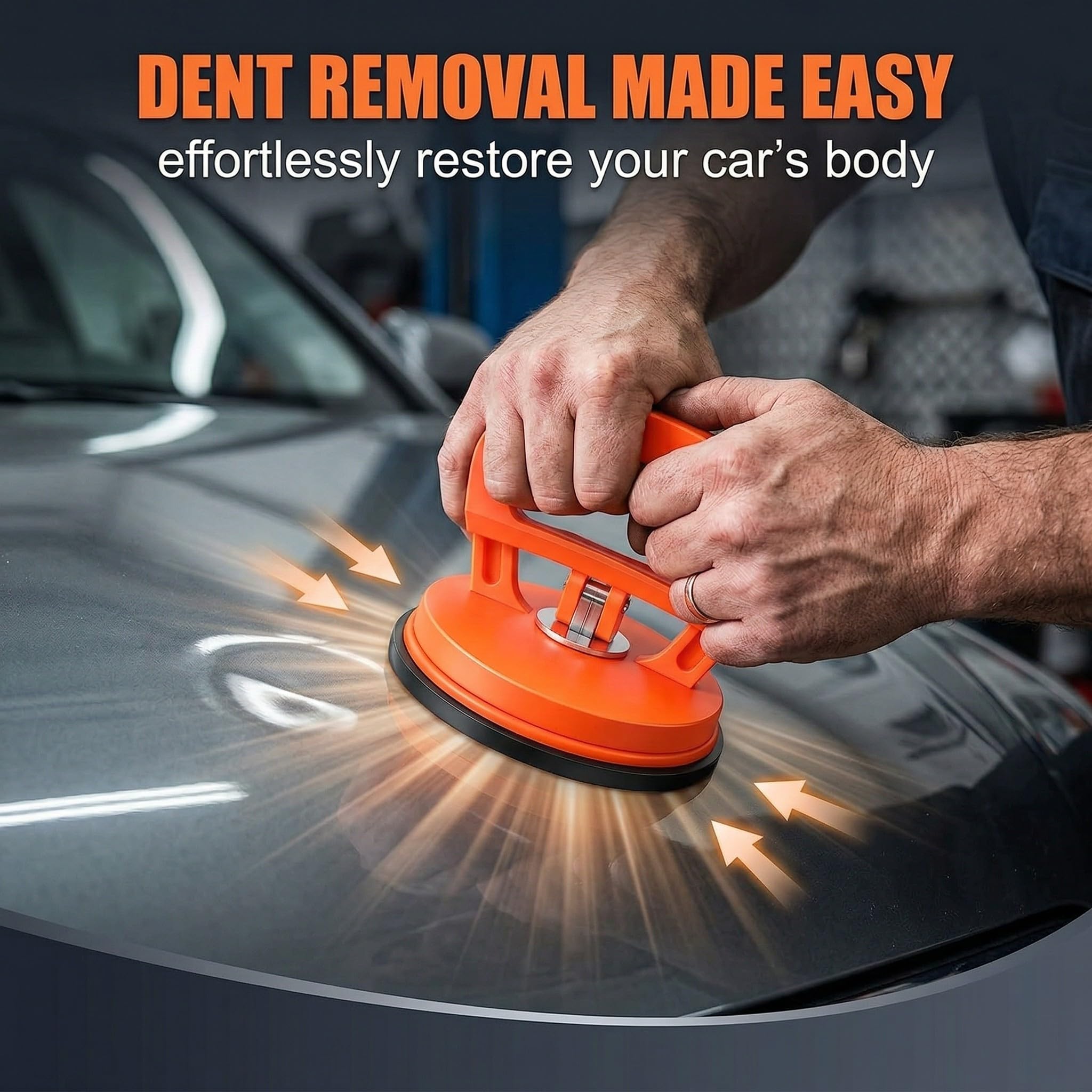 Set di 2 Ventose per Carrozzeria Arancioni, Estrattore Ammaccature Auto Professionale, Sollevatore per Vetro, Piastrelle e Schermi Smartphone, Kit di Riparazione Fai-da-Te ad Alta Tenuta