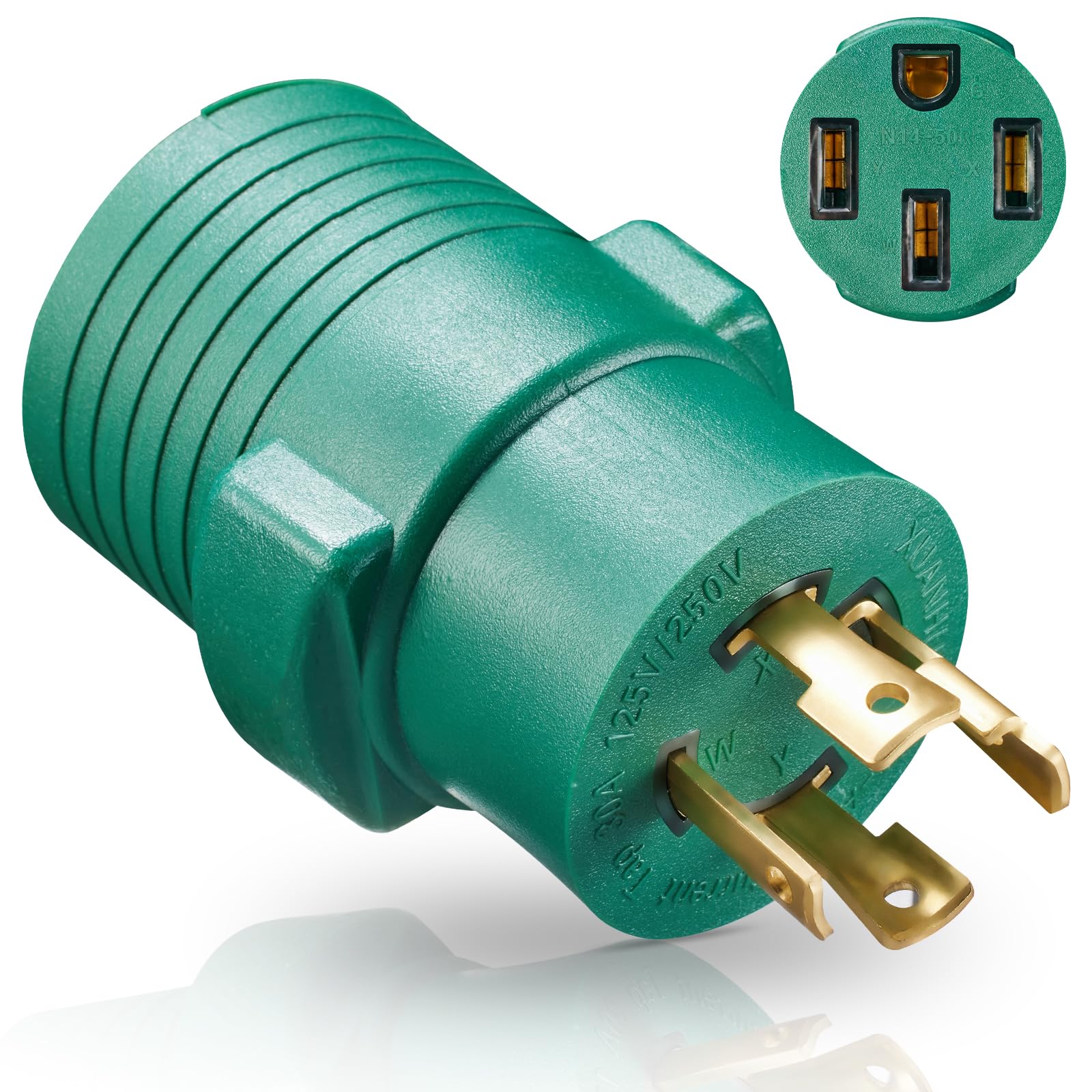 L14-30P to L14-50R Adapter, 30 Amp to 50 Amp Twist Lock Adapter for Electric Vehicle Level 2 EV Charger, RV,Travel Trailer, Generator ,4 Prong,30A 125/250V to 50A ,Heavy Duty