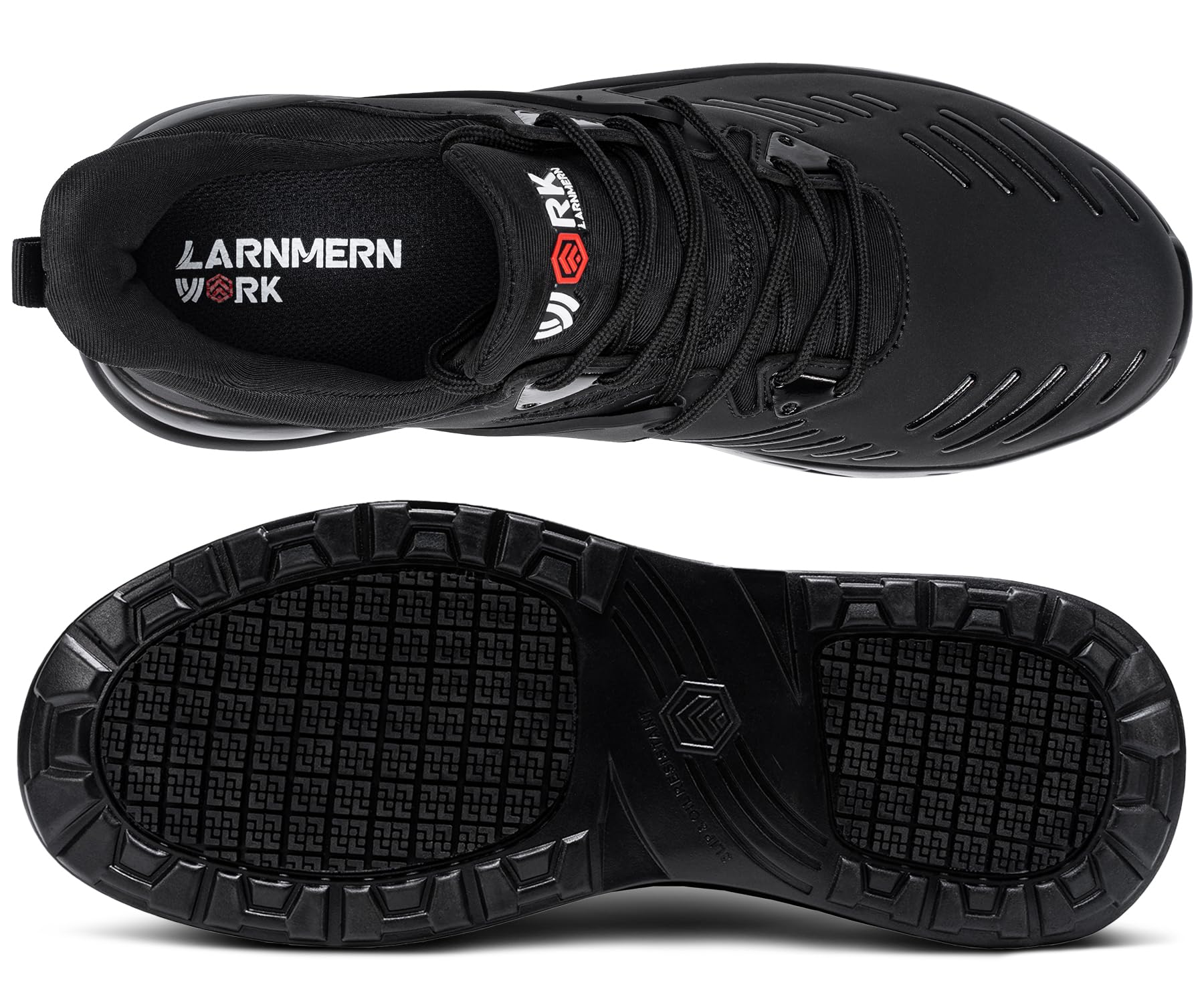 LARNMERN Wasserdichte Schuhe mit Stahlkappe für Damen, rutschfest, bequem, unzerstörbare Konstruktion, Lebensmittel-Service, Chef-Sneaker