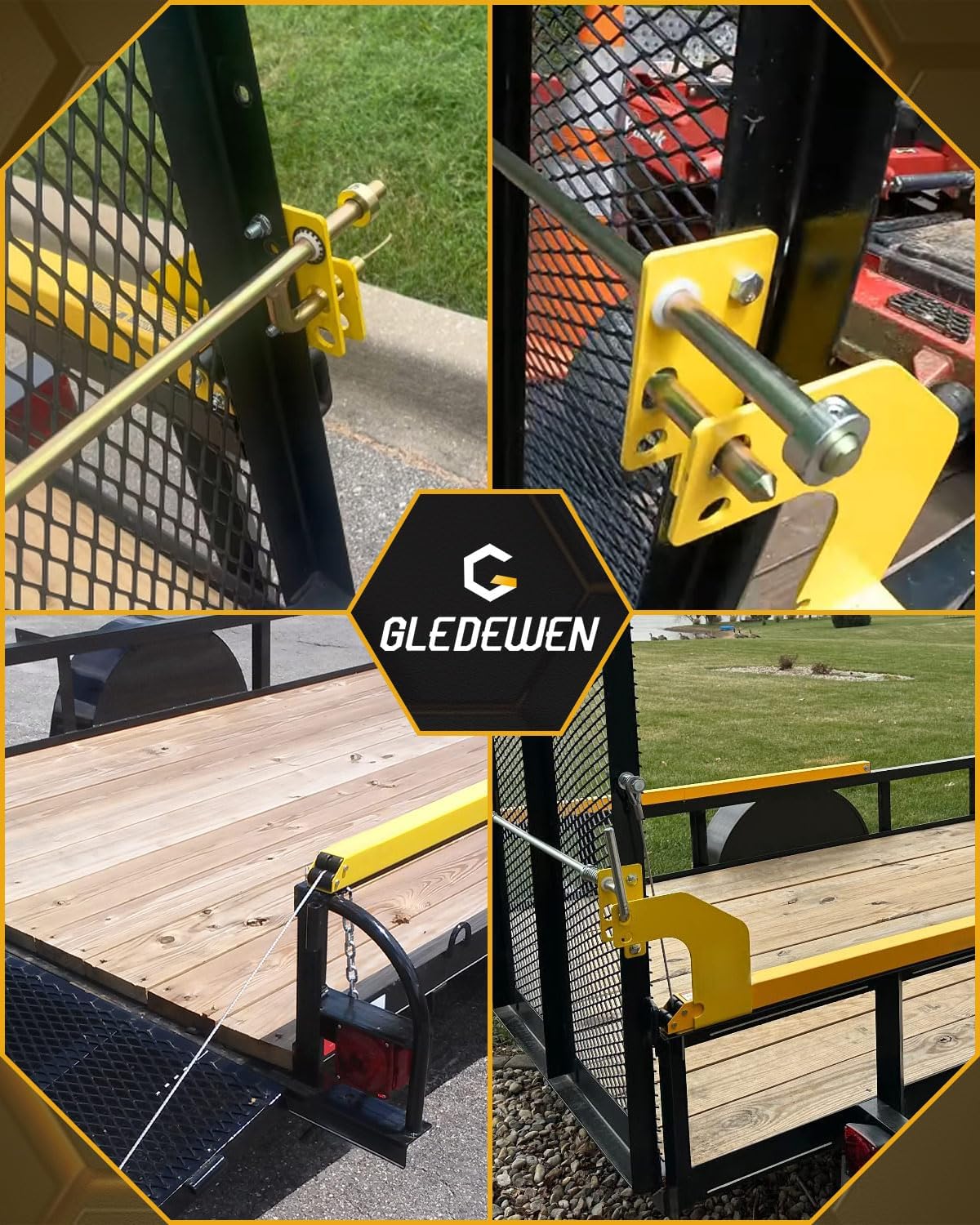 Locking System & Lift Assist for Trailer Gates, Compatible with Utility Trailer Ramp and Tailgate, with 12 to 24 Inch Height Side Rail, 4 to 6 Feet Height & 6 FT 9 In Max Width Tail Gate or Ramp
