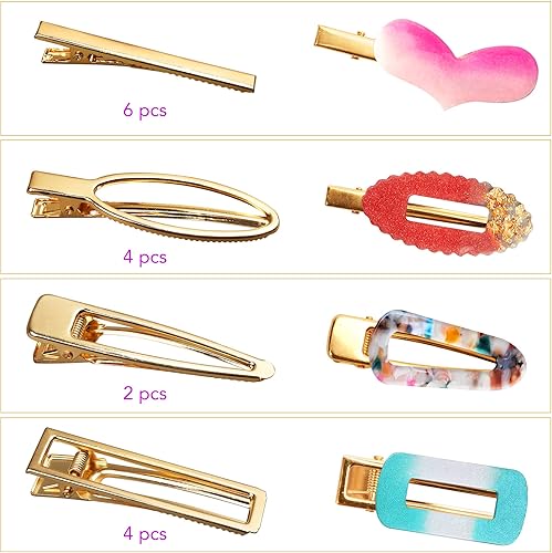 Miniatura 2 de LotFancy Moldes de resina epoxi, moldes de silicona con clip para el cabello para fundición de resina, con 16 pasadores para el cabello,