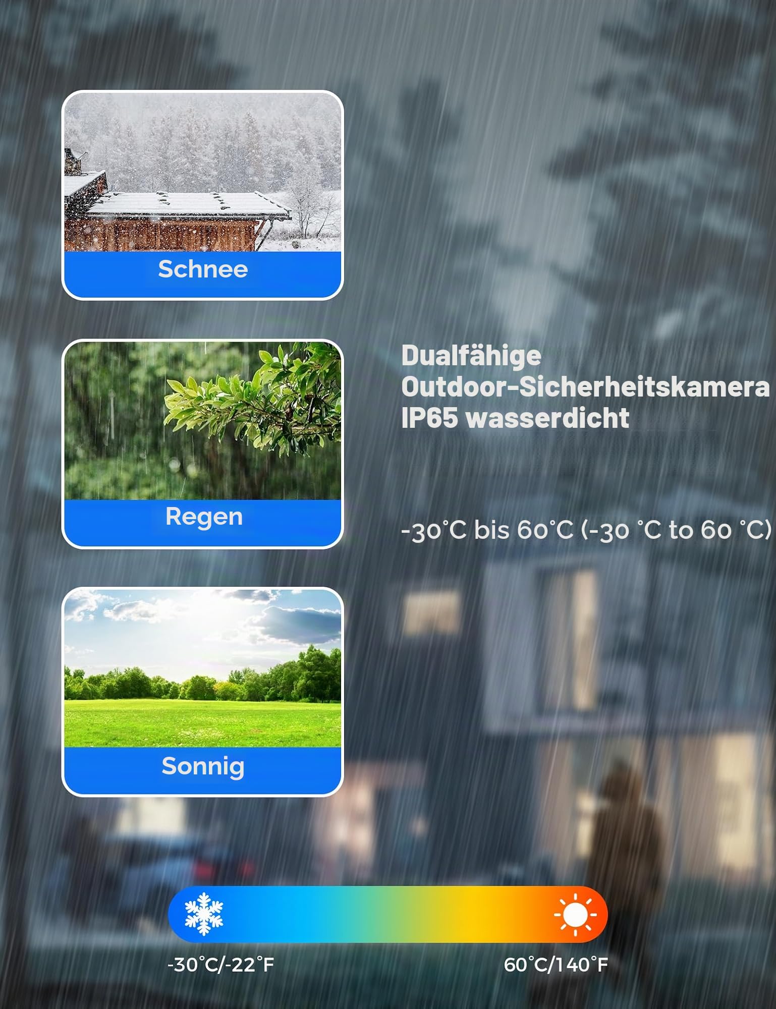 Hiseeu 3MP Dual-Objektiv Überwachungskamera Aussen WLAN,2,4G/5G Dual-Ansicht PTZ kabellos Kamera Outdoor,360° Schwenkbar Personenerkennung mit Automatische Verfolgung,Farbnachtsicht,IP66