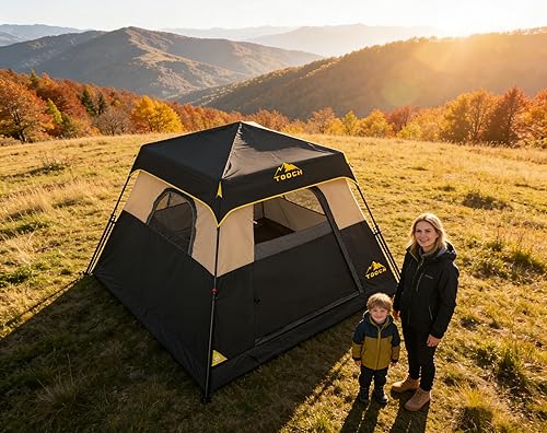 Miniatura 6 de Tienda de campaña para 3/4 personas con 1 puerta, 4 ventanas y ventilación mejorada – Instalación instantánea, impermeable, 8'x 8'x 67'' suelo de 4