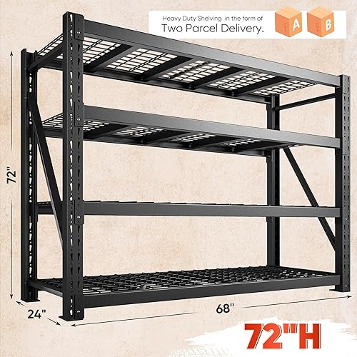 Miniatura 3 de Bepatio Estantes de almacenamiento de 9352 libras, estantería de garaje resistente de 67.6 pulgadas de ancho, estantería de metal ajustable de 4