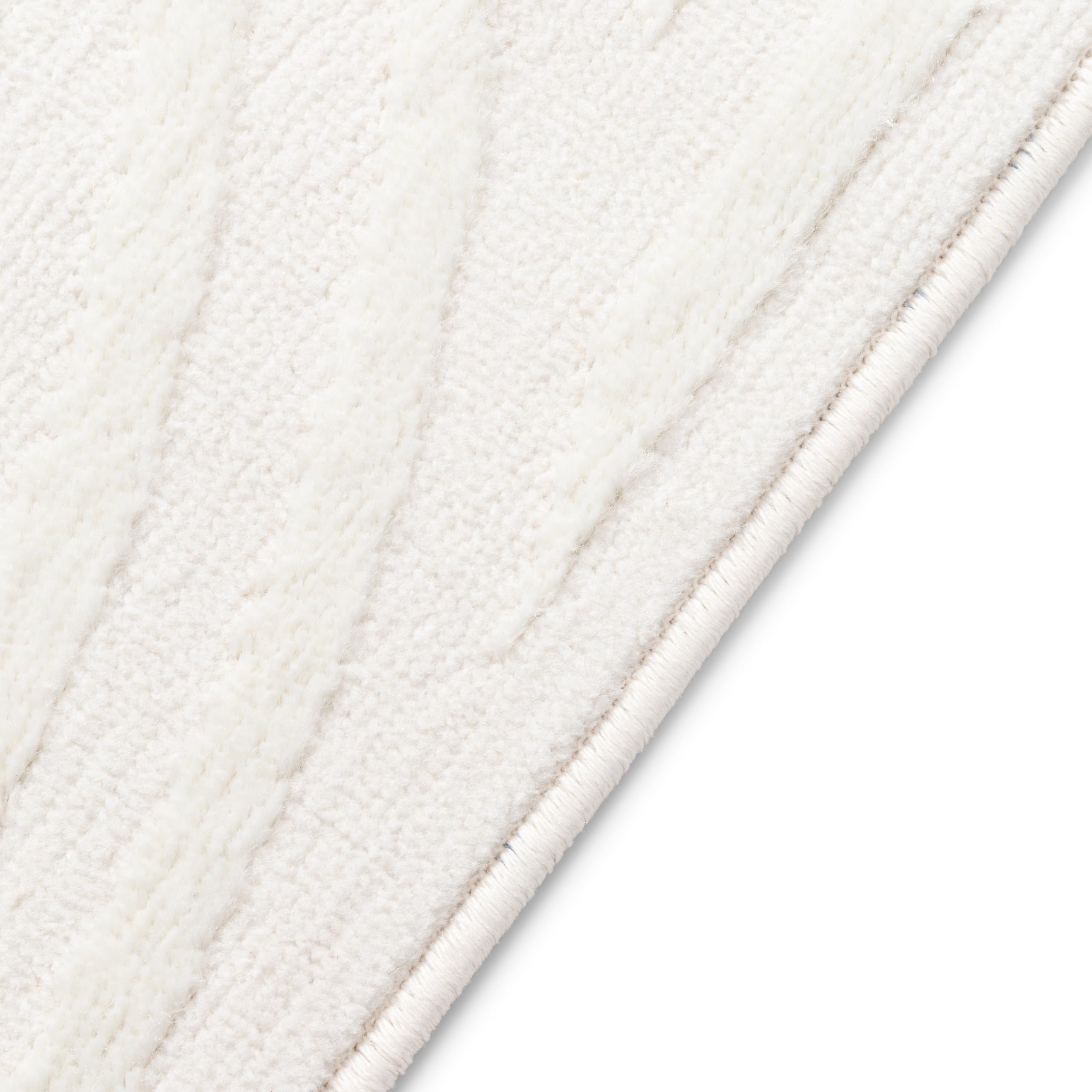 TAPISO Hygge Tapis Poils Courts Moderne Crème Blanc Vagues Rayé en Relief Aspect 3D Tapis Salon Chambre Adulte Salle à Manger Oeko-TEX 160 x 220 cm