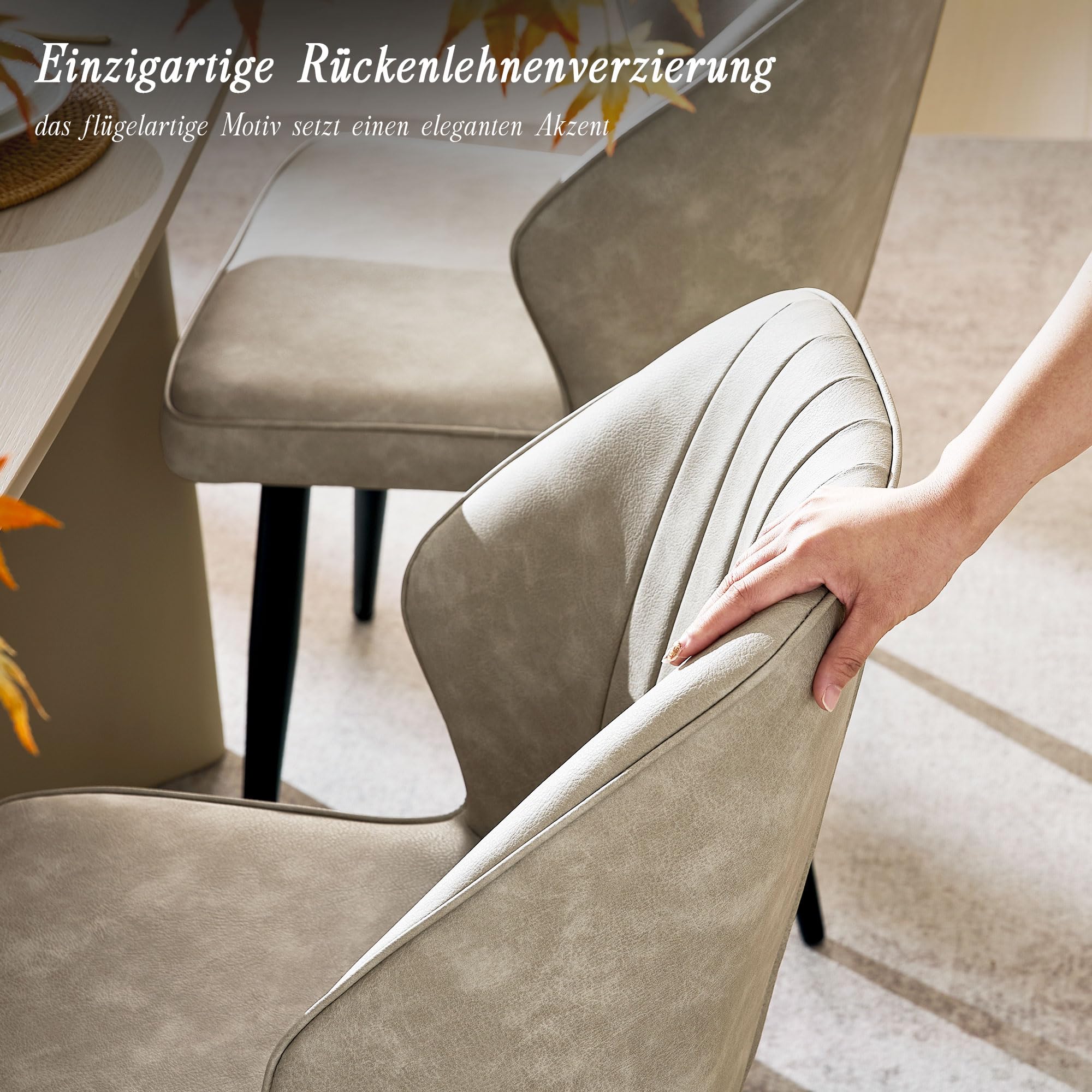 CLIPOP Esszimmerstühle 4er Set Retro Kunstleder Gepolsterter Esszimmerstuhl mit Rückenlehne und stabilen Metallbeinen, Küchenstühle Polsterstuhl für Home Office Möbel (Beige, 4)