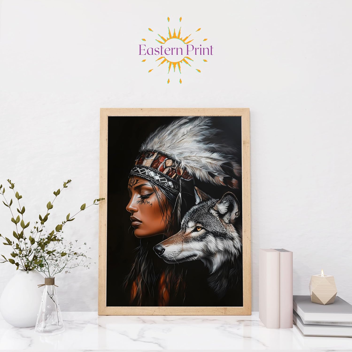 Eastern Print Native American Woman With A Wolf Kenya Ubuy