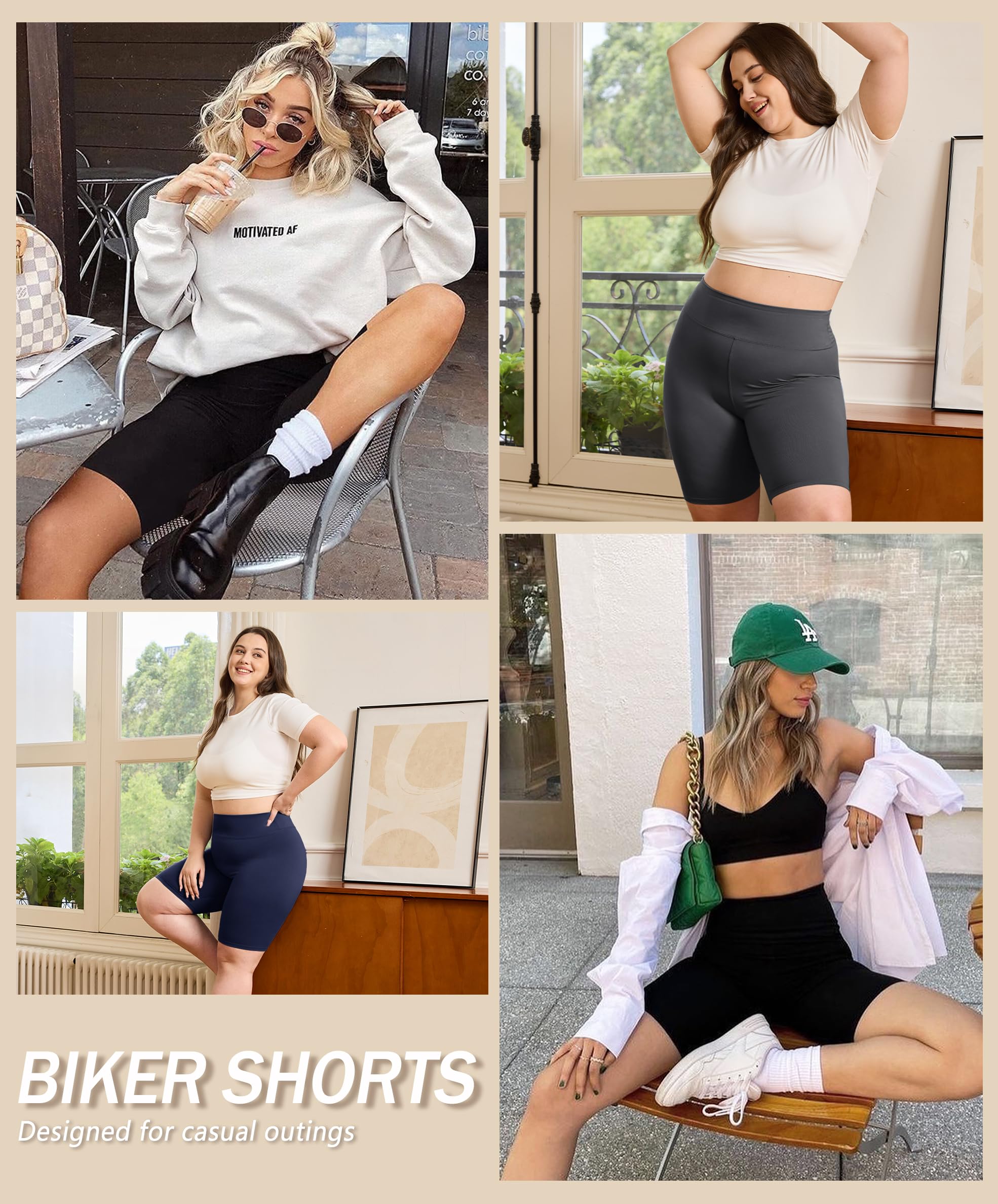 VALANDY Short de sport pour femme taille haute - Short de yoga pour motard, entraînement, course à pied, cyclisme, athlétisme, doux et extensible