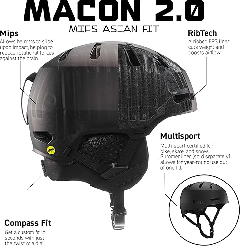 Miniatura 6 de Bern Macon 2.0 - Casco deportivo de esquí y snowboard para hombres y mujeres, estilo borde, certificado multideporte, protección contra impactos