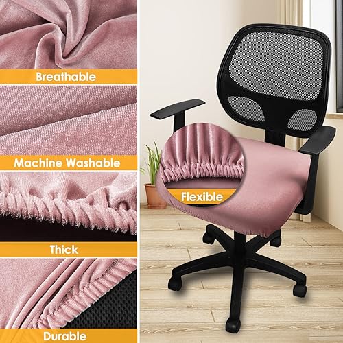 Miniatura 3 de Yikko Fundas elásticas de terciopelo de elastano para sillas giratorias de 14.96 a 20.47 pulgadas, protector para sillas giratorias de oficina,