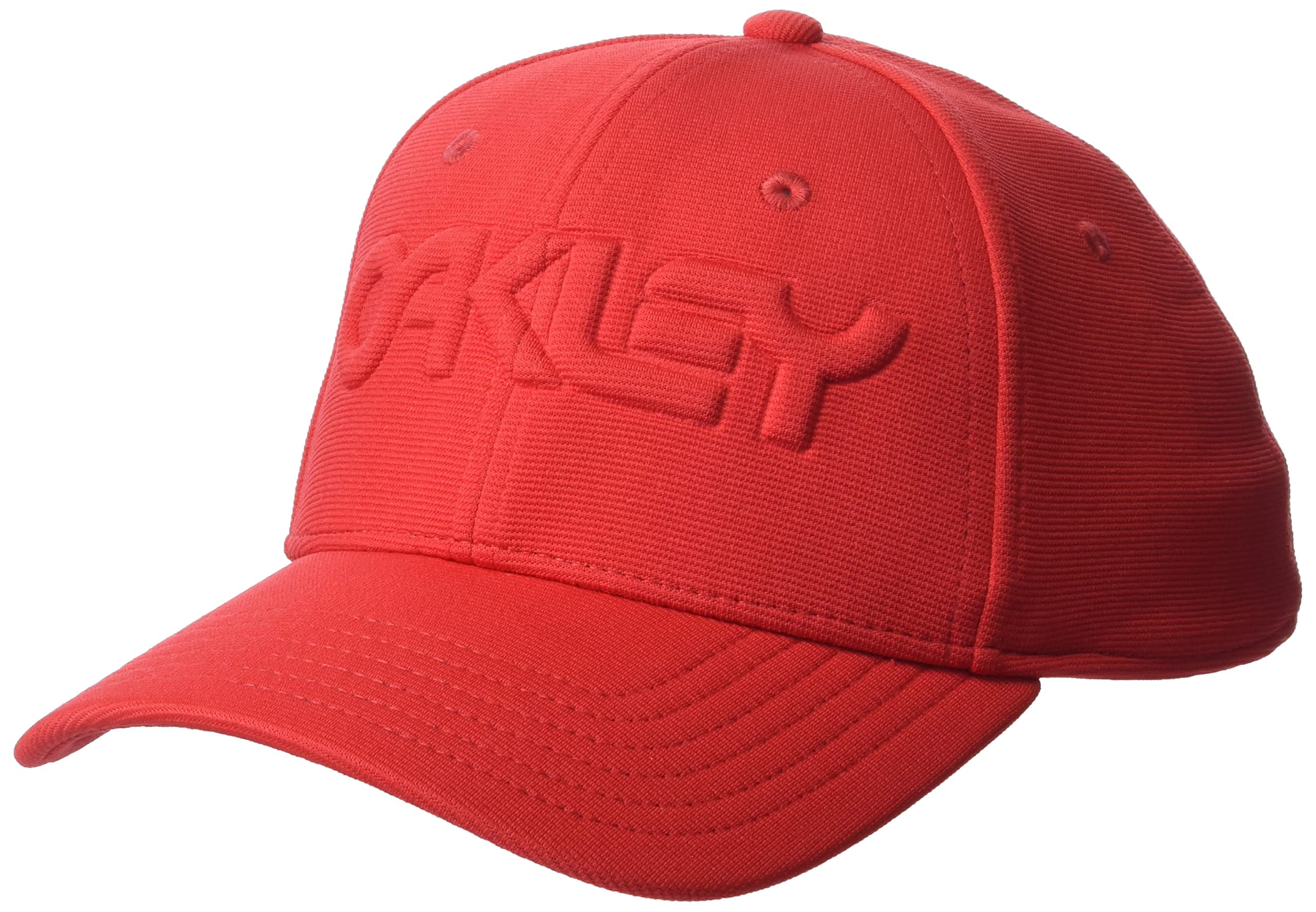 Oakley Unisex's 6 Panel Stretch Hat Embossed, Red Line, S/M