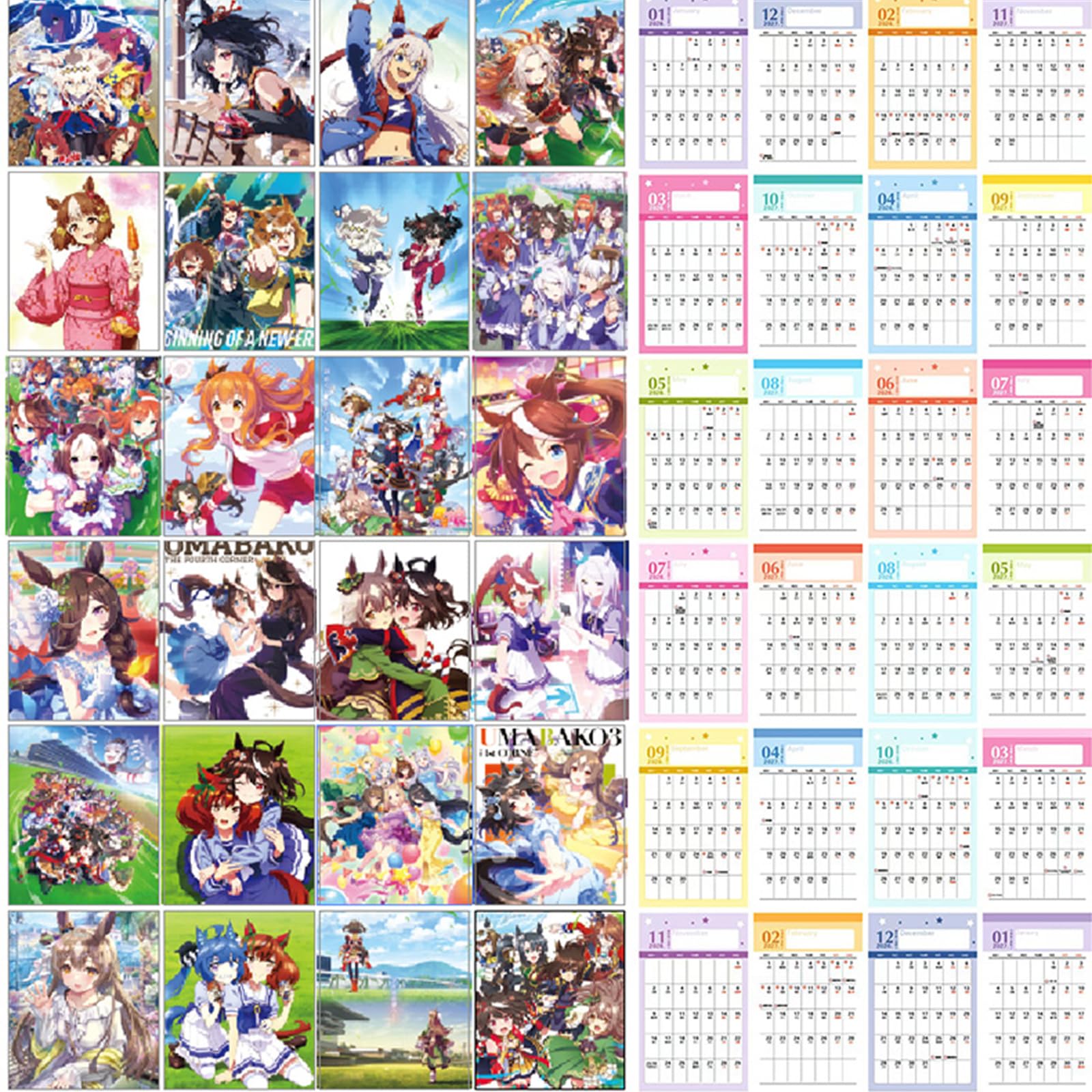 Amazon | ウマ娘 2026 2027年 卓上カレンダー 横長型 萌え系 アニメ風