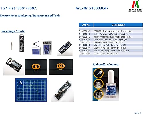 Miniatura 3 de Italeri 3647S Fiat 3647S-124 500" (2007), Construcción de Modelos, Manualidades, Hobbies, Pegado, Kit de construcción de plástico, Sin barnizar,