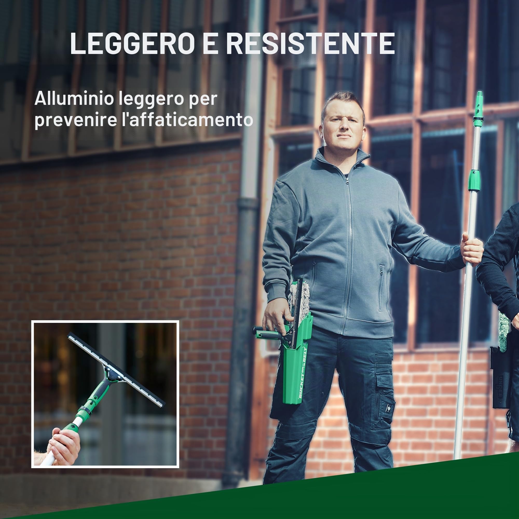 Unger OptiLoc asta telescopica 1,25 cm (compatibile con gli attrezzi per la pulizia delle finestre, impugnatura ergonomica, punta antiscivolo, chiusura a due componenti) EZ120