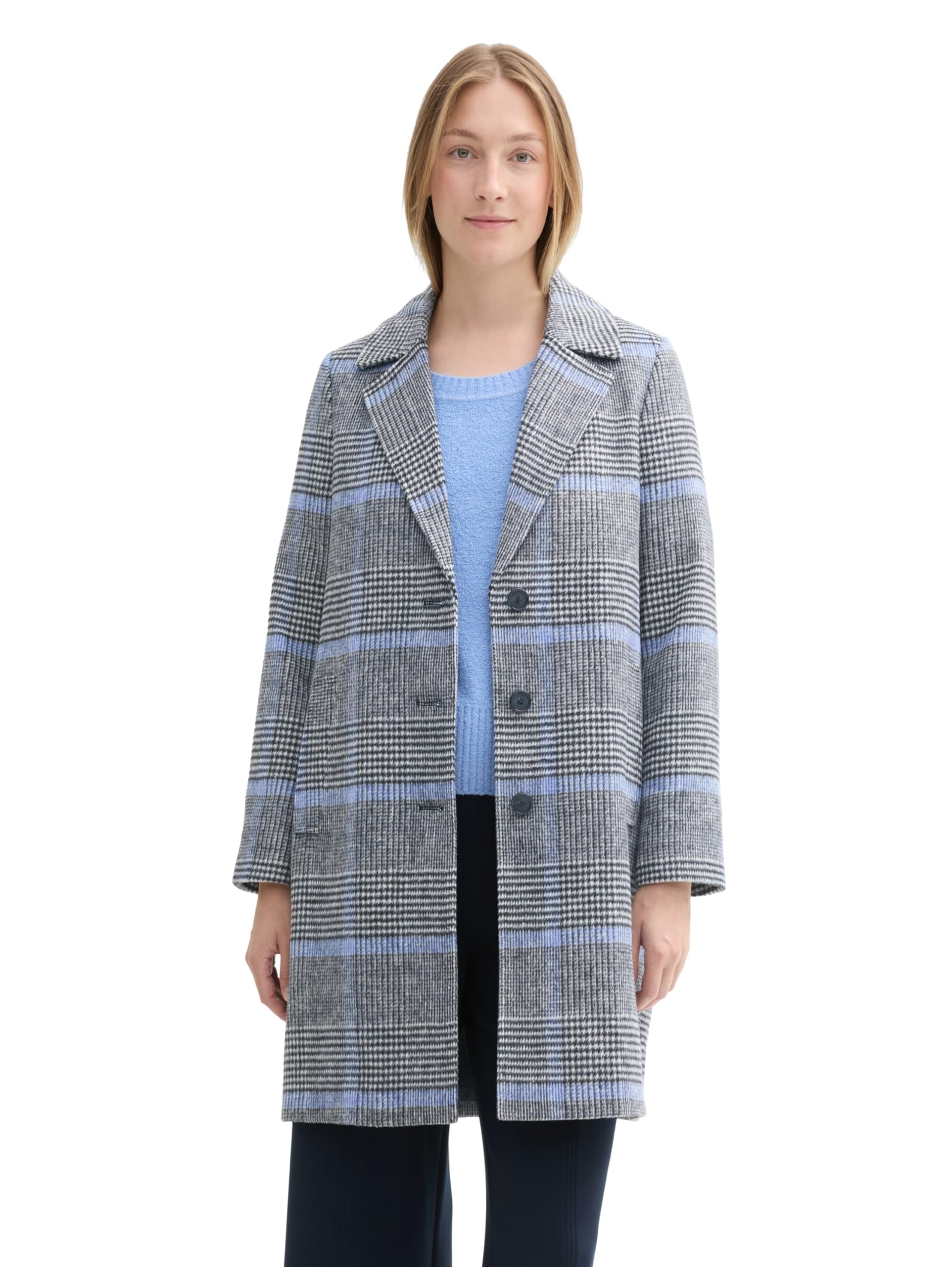 TOM TAILOR Damen 1043673 Mantel mit Karomuster