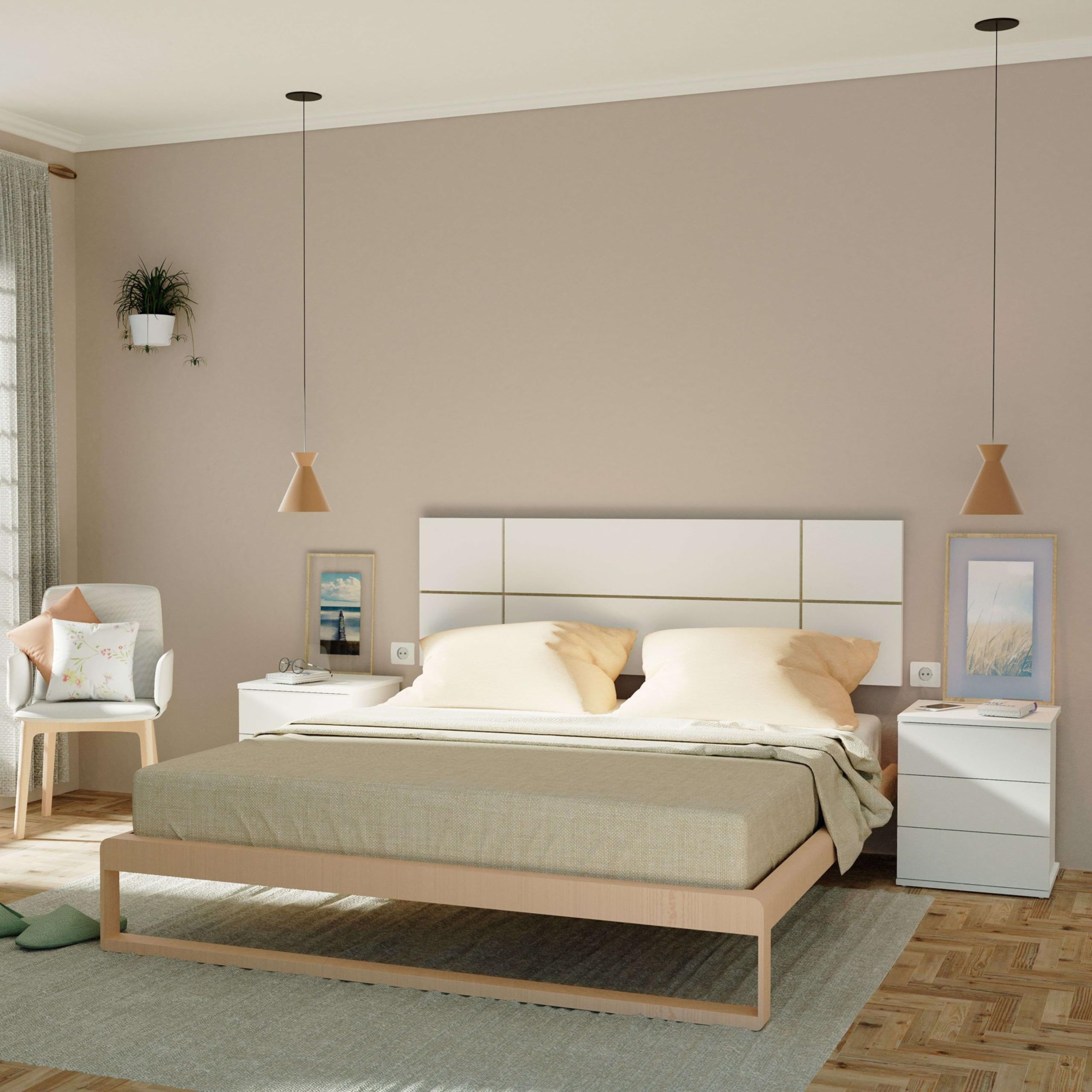 Muebles Pitarch | Comodino 3 Cassetti con Guide Metalliche, Bianco, 48,5x41x40 cm (altezza x larghezza x profondità), Piccola Cassettiera, Moderna, Modello Dana