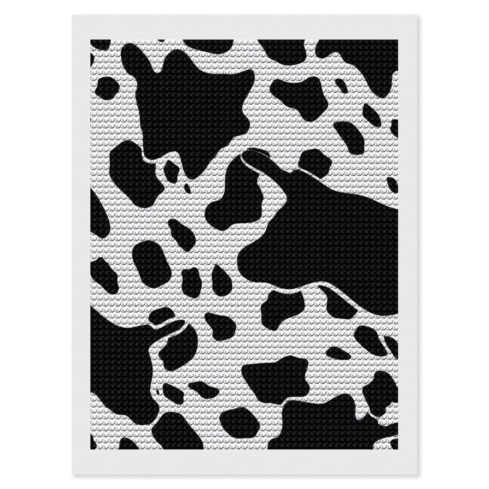 DWVTSLH Black and White Cow Print Diamond Painting Kits for Adults, Personalized Diamond Photo Art Full Drill, DIY 5D Diamond Art Painting Kits for Beginners, Home Wall Decor 12"x16"