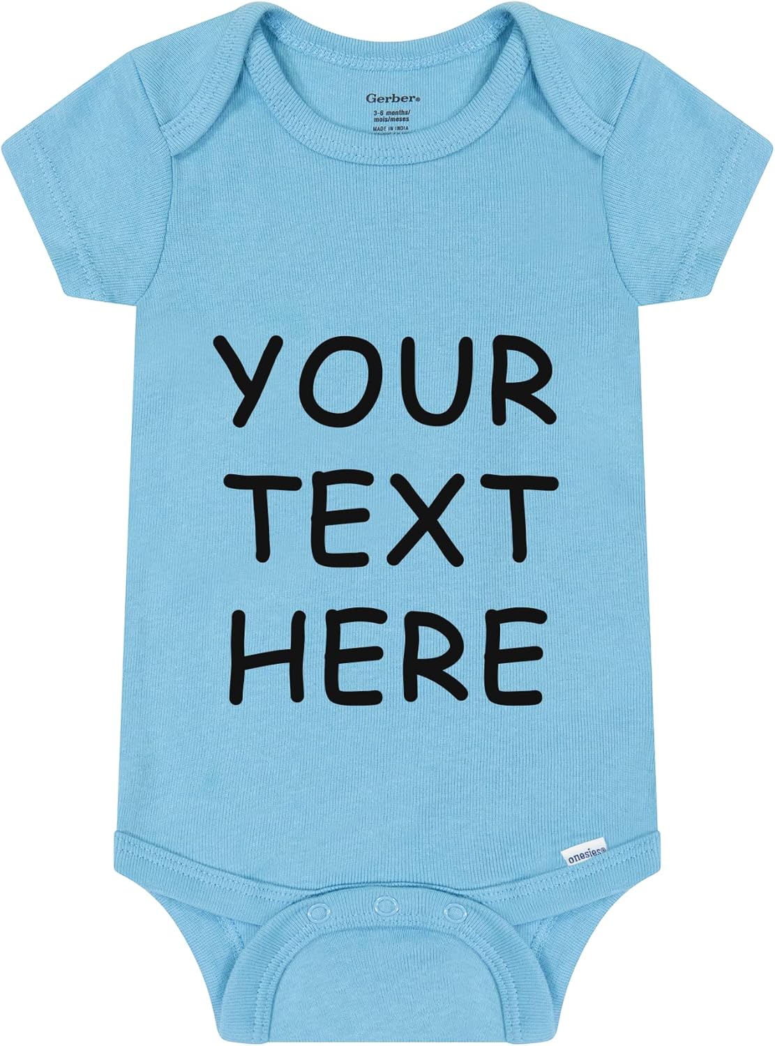 Personalized Unisex Baby Bodysuit - Custom Bodysuit with Name and Other Text on Front - Short Sleeve Personalized Baby Romper