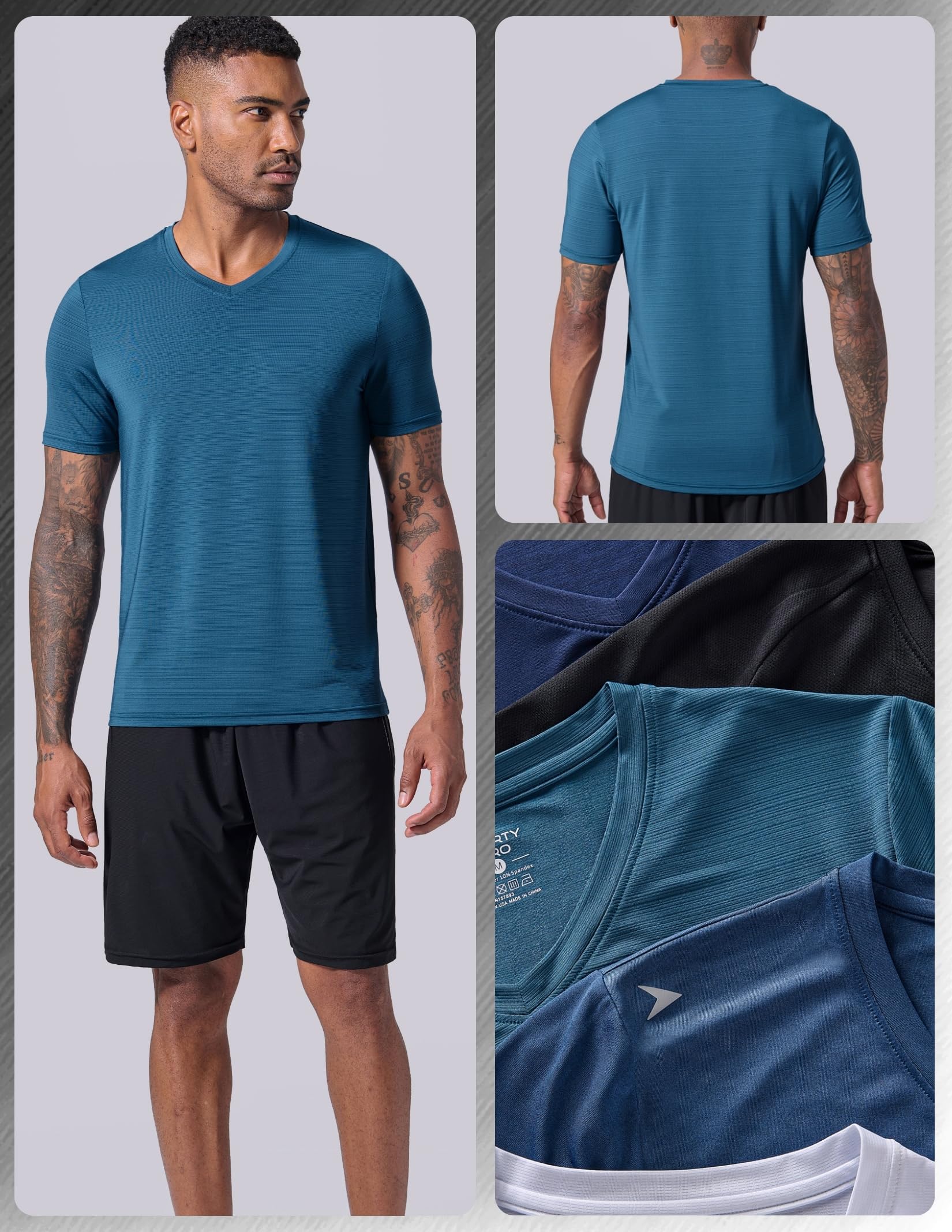 Liberty Pro Camisetas de Manga Corta con Cuello En V Dry Fit Hombre