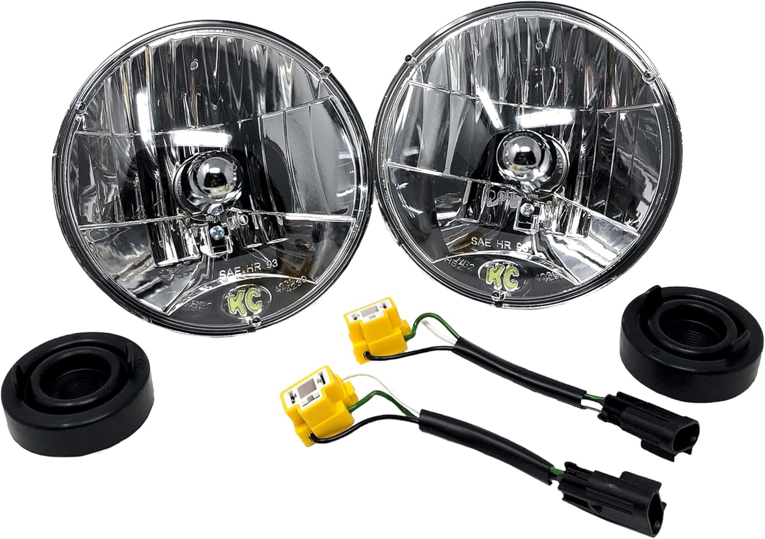 KC Hilites 7" H4 DOT Halogen Headlights - Driving Beam - Pair - 07-18 Compatible with Jeep JK