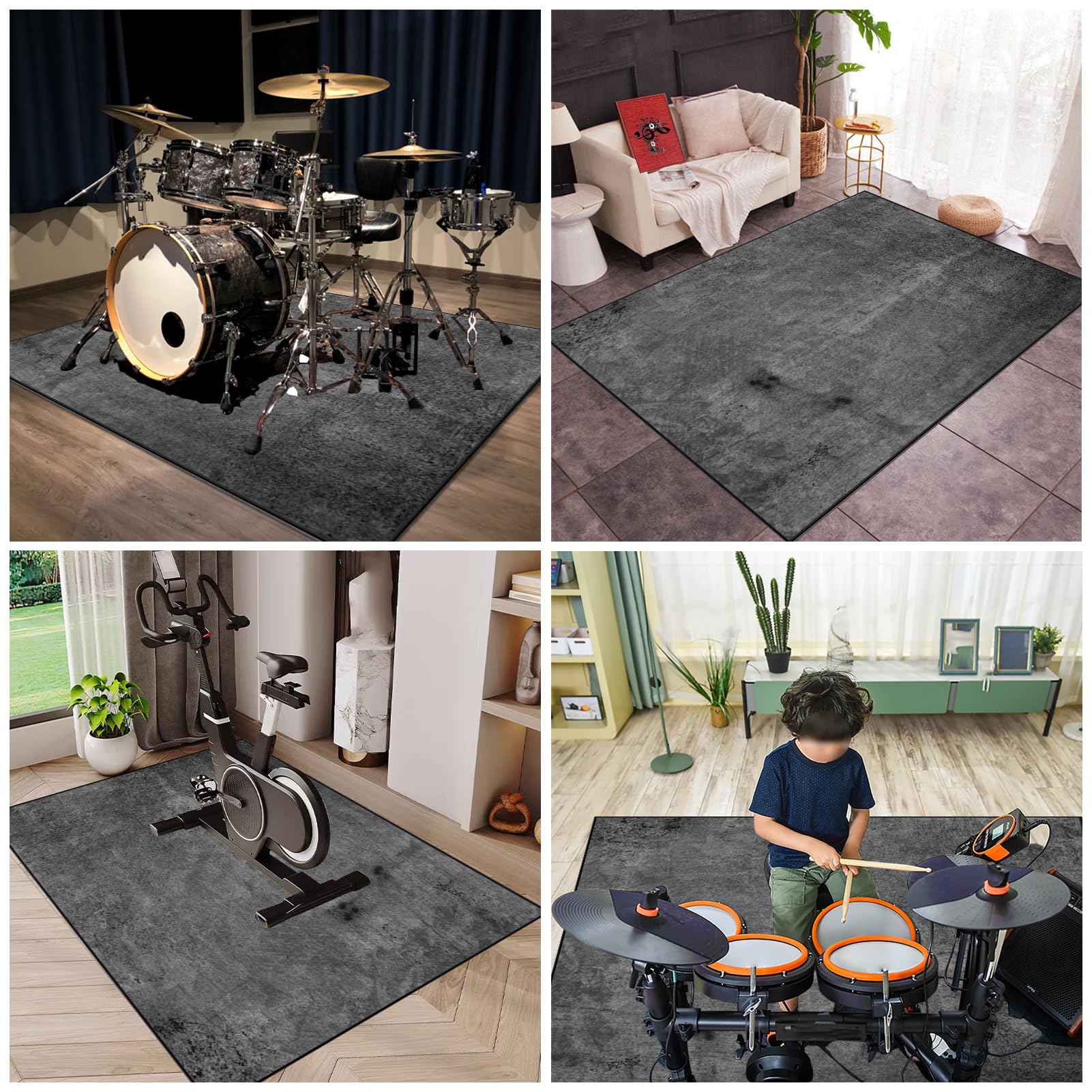 Tappeto Batteria Antiscivolo, Tappeto Insonorizzato per Batterie Elettroniche, Tappeti Rettangolari per Batterie Elettroniche Rullante Acustica Snare Drum Strumenti Musicali 300 x 200 cm