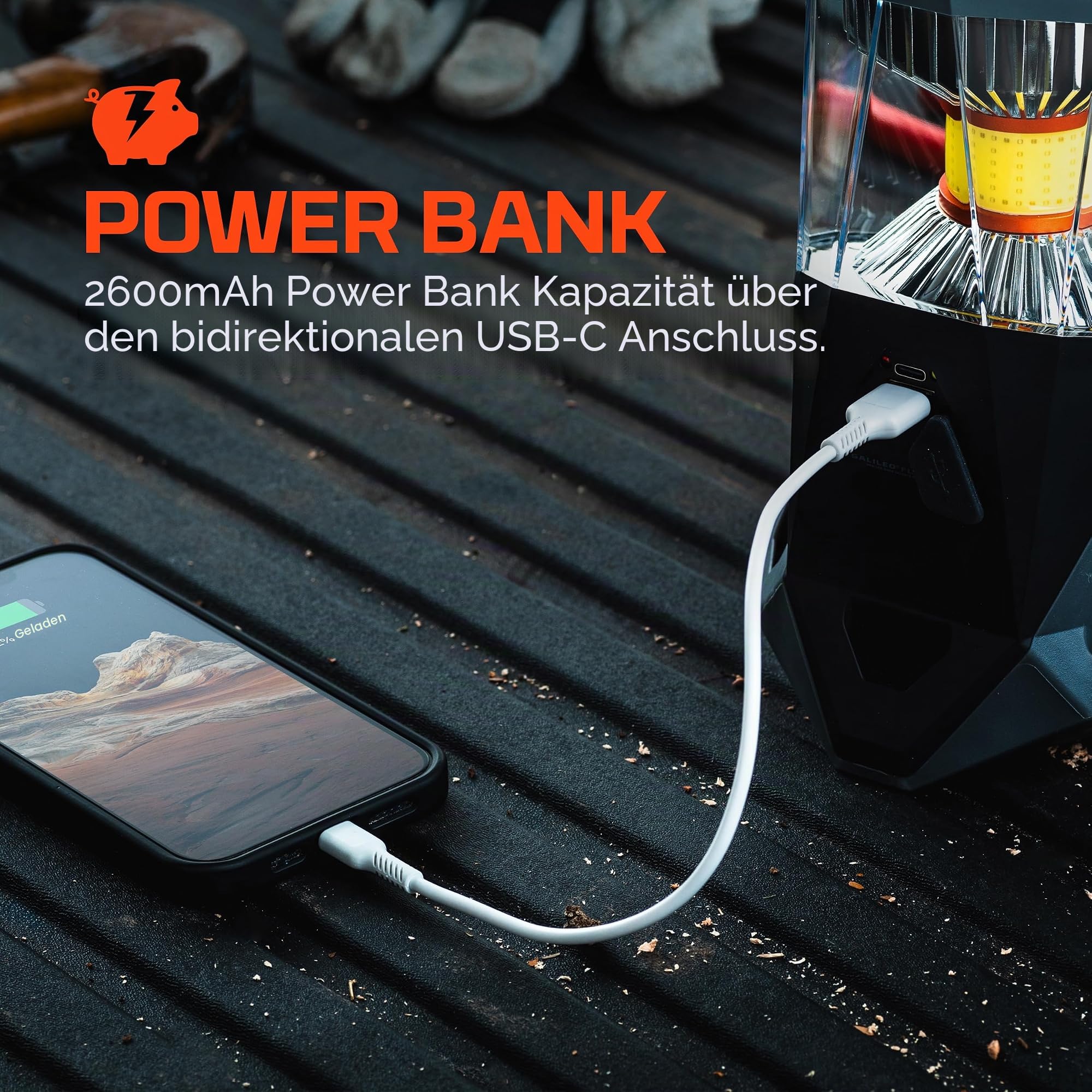 NEBO Galileo 1600 Flex - 1600 Lumen Laterne - Wiederaufladbare Campingleuchte & Powerbank - 360° LED Beleuchtung & IPX4 Wasserdichtigkeit