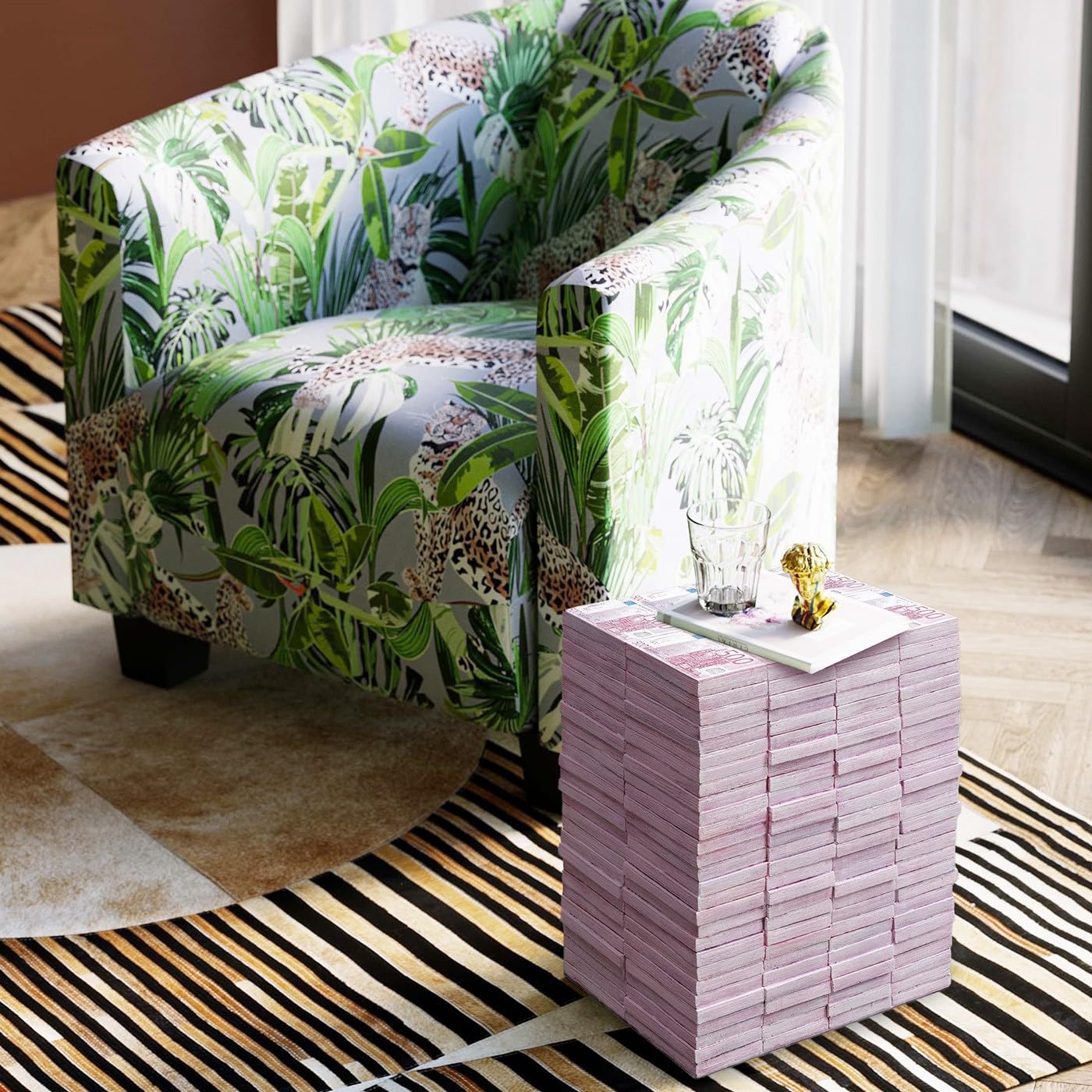 KARE Design sgabello Euro, rosa, stile pop art, pouf per cameretta, corridoio, soggiorno, bagno, idea regalo, 38x30x30 cm