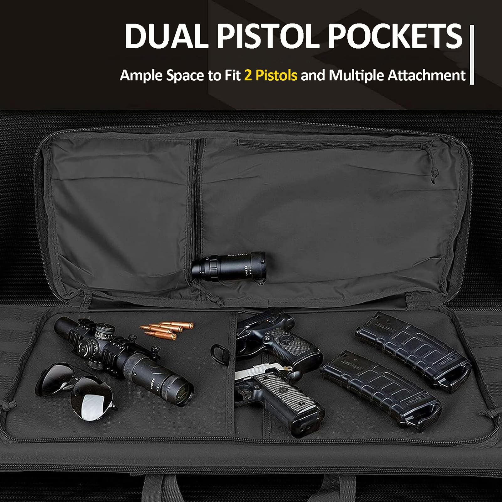 Mochila de Armas,Rifle Bolsa,Bolsa de Armas Airsoft Caza Pistola Funda Acolchado con Correa,Bolsa Doble Rifle Escopeta Airsoft para Caza Campo de Tiro Pesca,Black,118cm