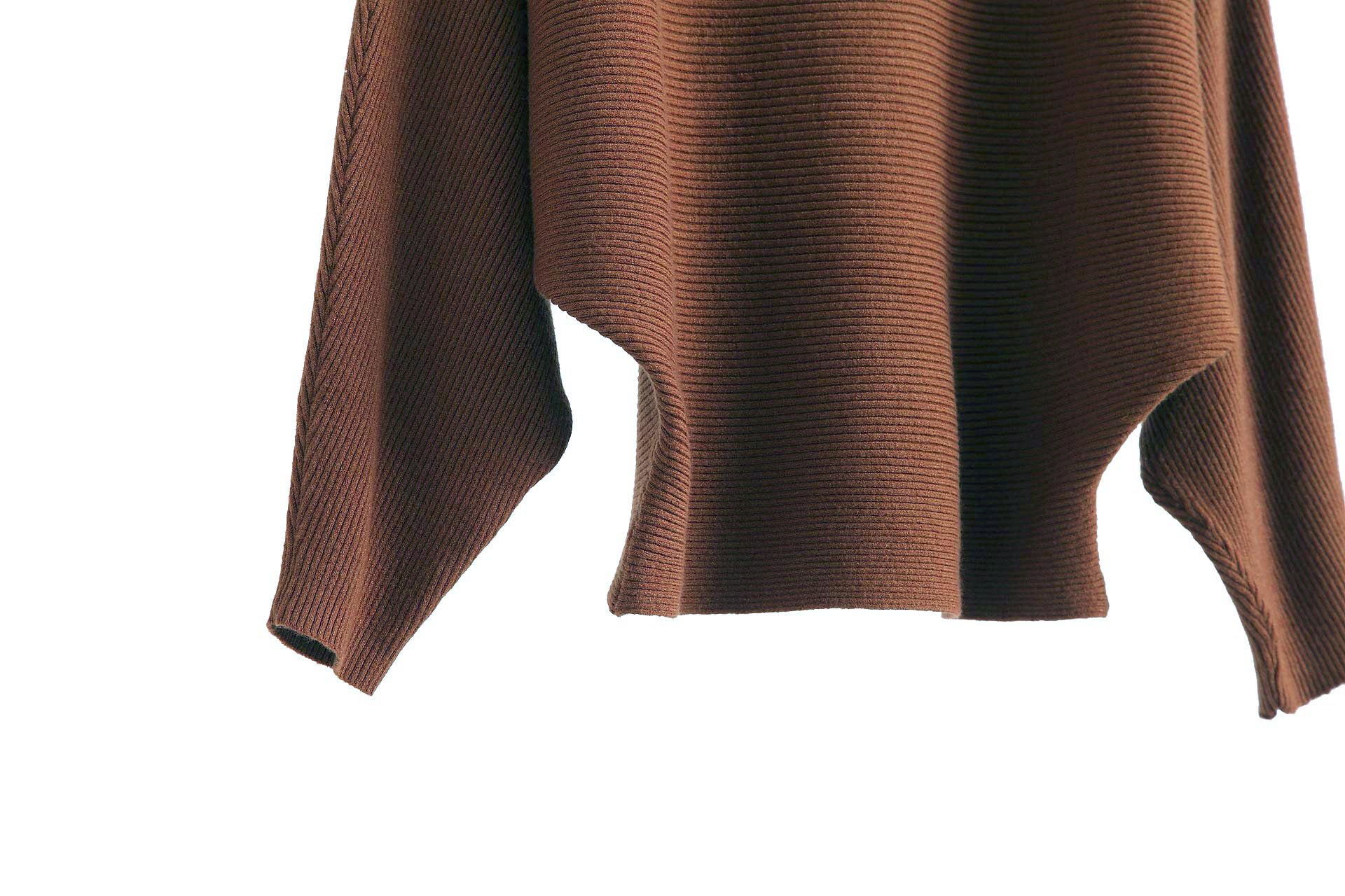Cegerne Damen Pullover Fledermausärmel Oberteil Elegant Oversize Pulli Langarm Sweatshirt Strickpullover Batwing Knitted Sweater, Karamell