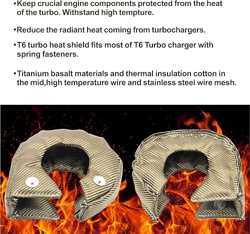 Miniatura 2 de T6 - Cubierta de titanio doble turbo interior y exterior, turbocompresor, cubierta de escudo térmico para T5 T6 Turbo con dos resortes de sujeción